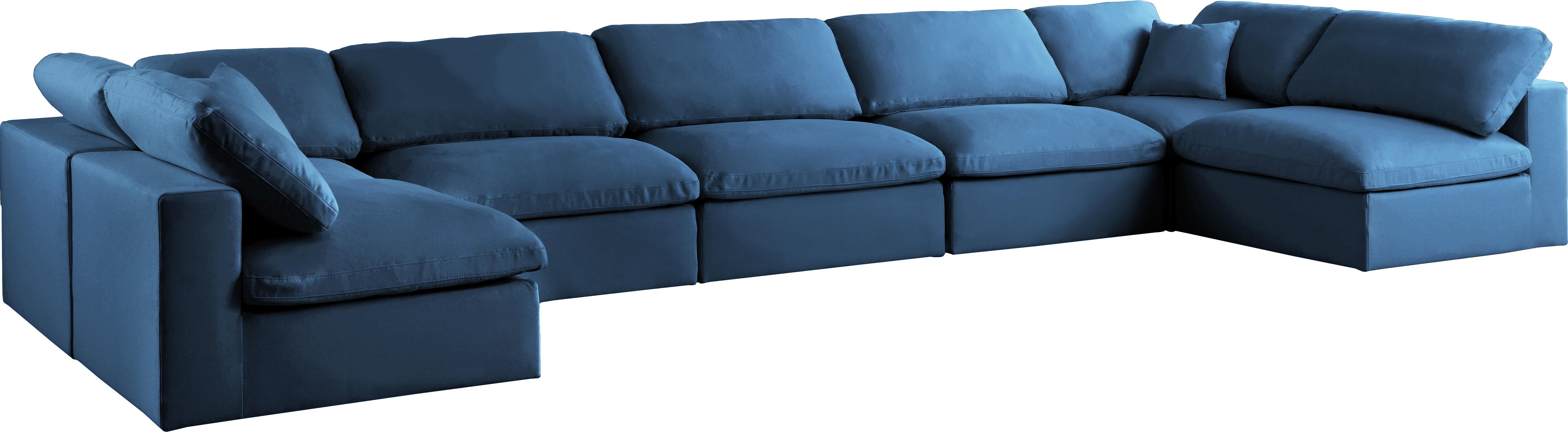 Plush Navy Velvet Standard Cloud Modular Sectional - Luxury Home Furniture (MI)