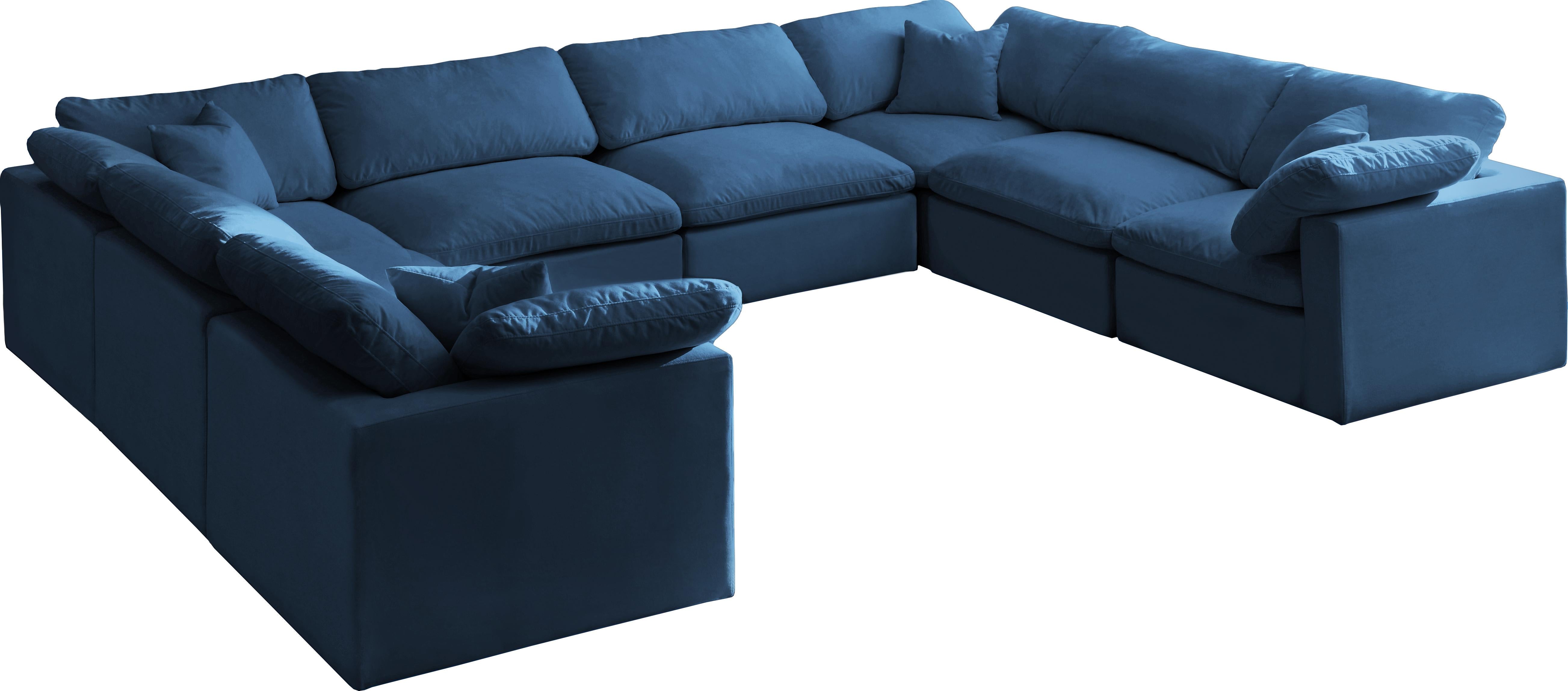 Plush Navy Velvet Standard Cloud Modular Sectional - Luxury Home Furniture (MI)