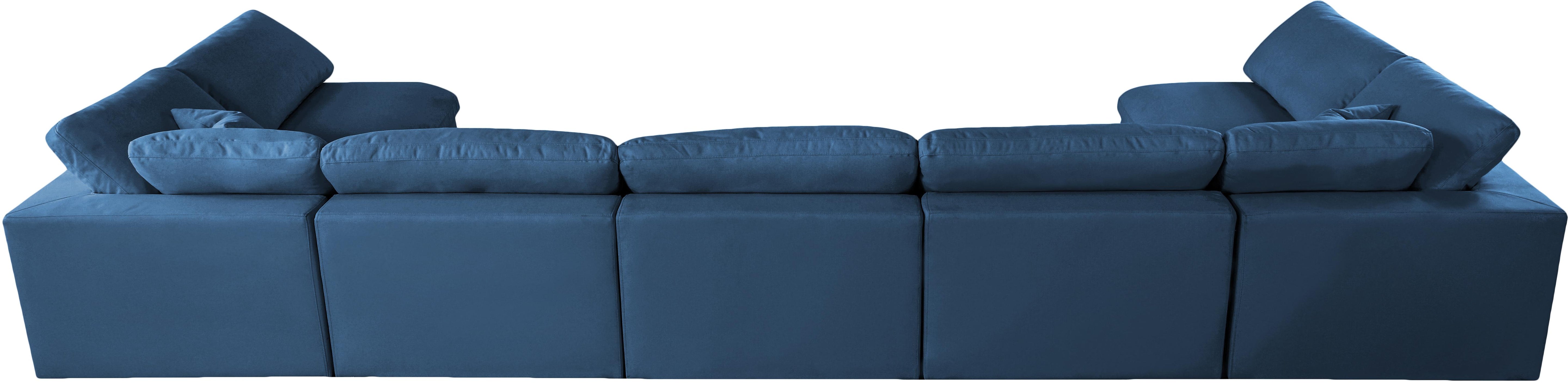 Plush Navy Velvet Standard Cloud Modular Sectional - Luxury Home Furniture (MI)