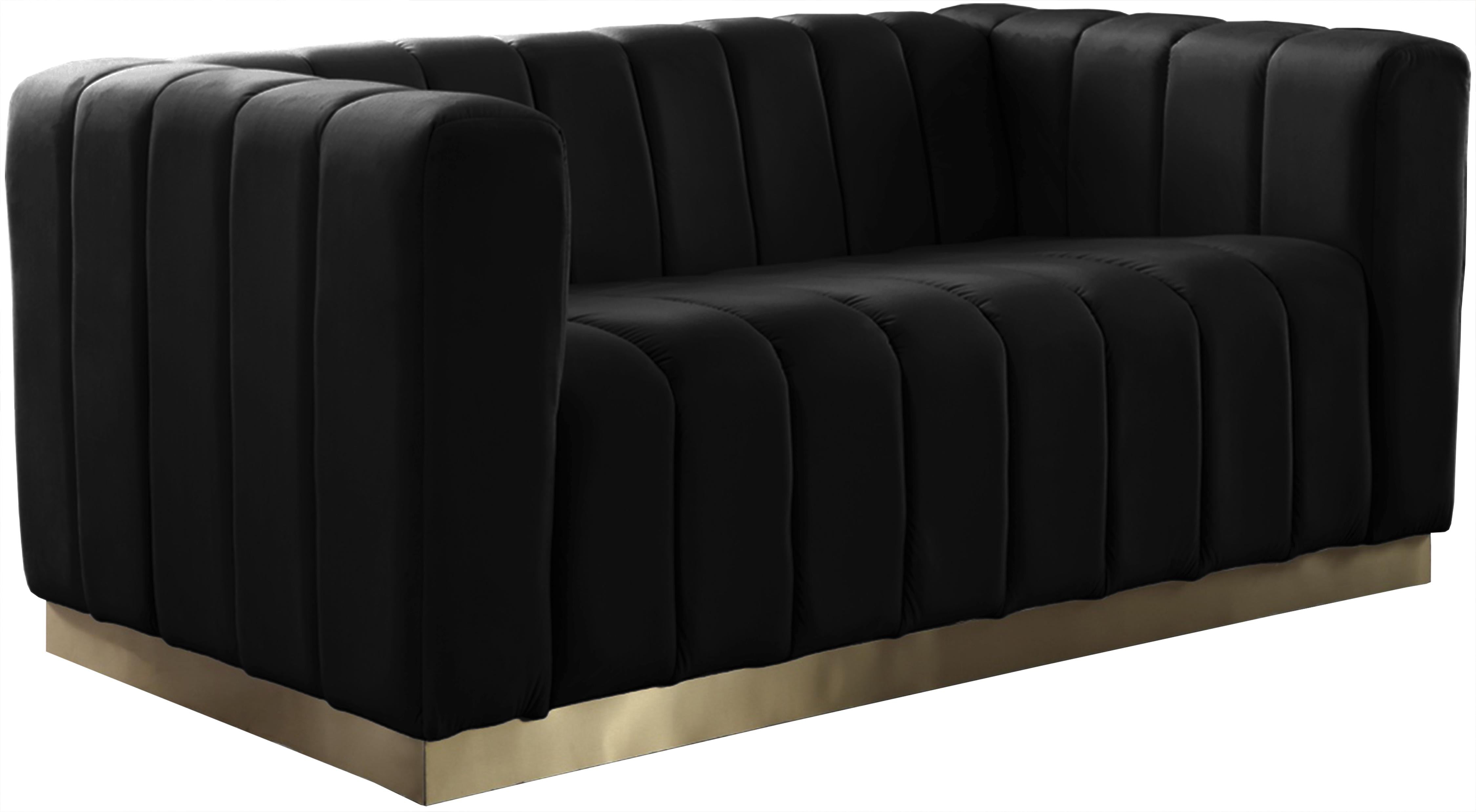 Marlon Black Velvet Loveseat - Luxury Home Furniture (MI)