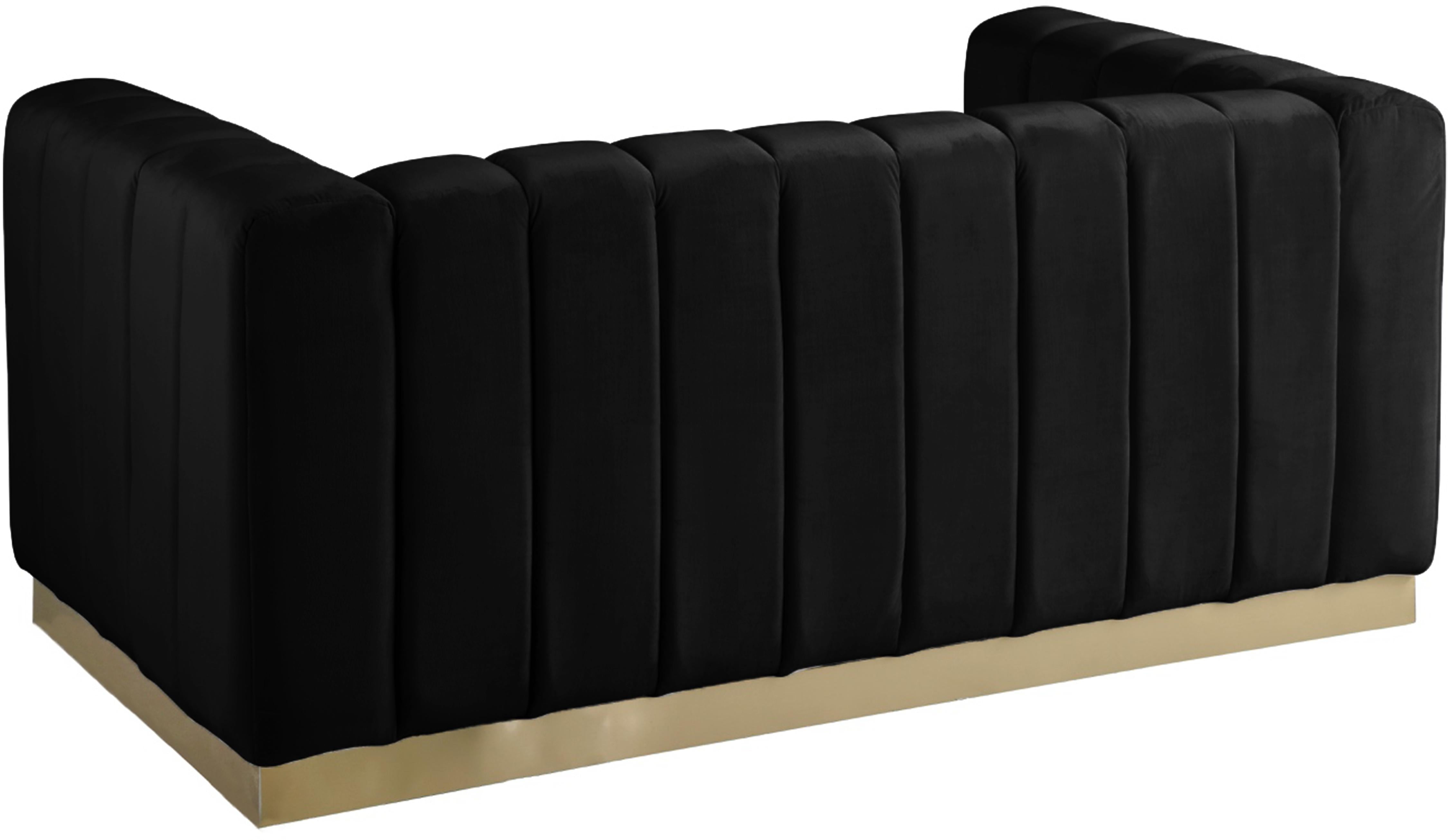 Marlon Black Velvet Loveseat - Luxury Home Furniture (MI)
