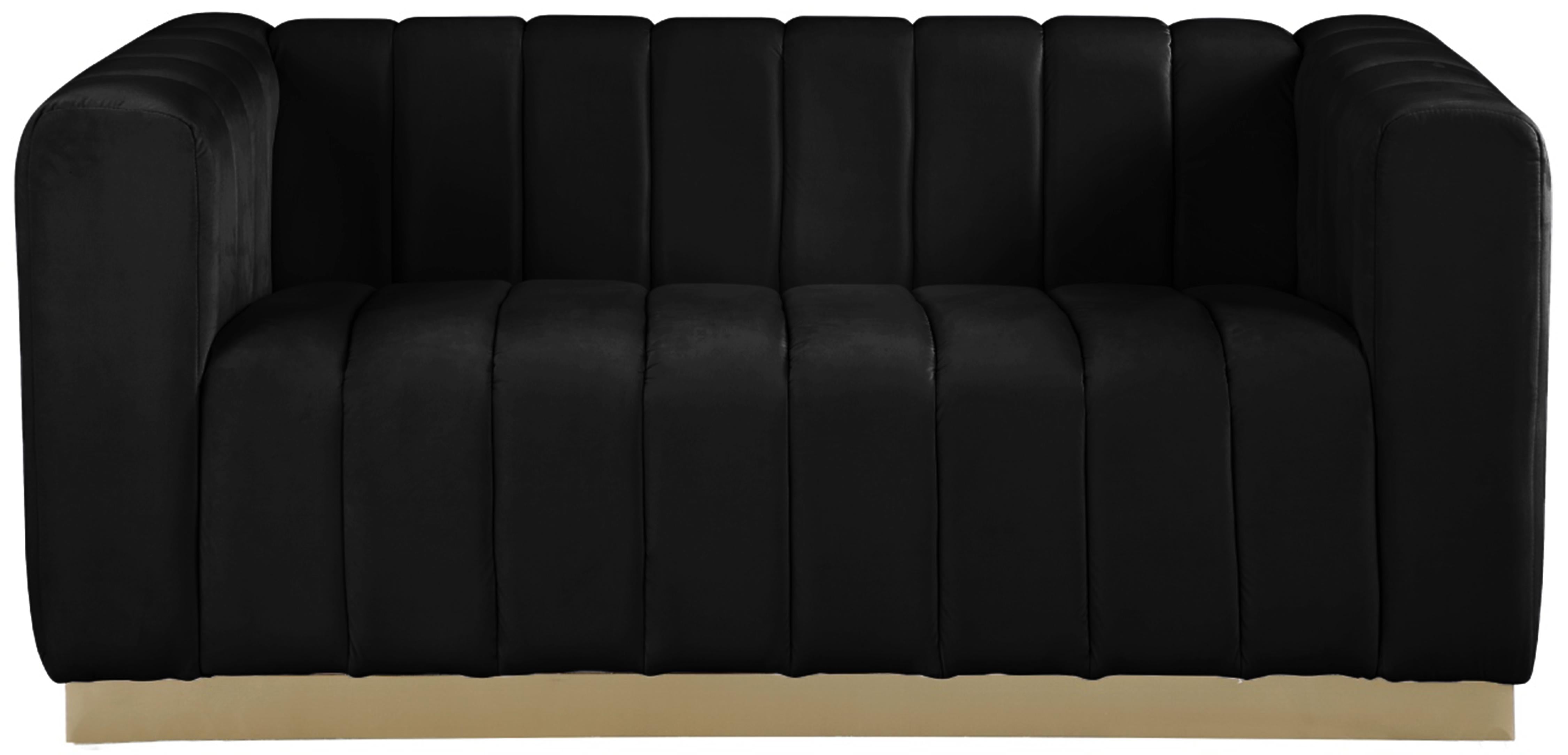 Marlon Black Velvet Loveseat - Luxury Home Furniture (MI)