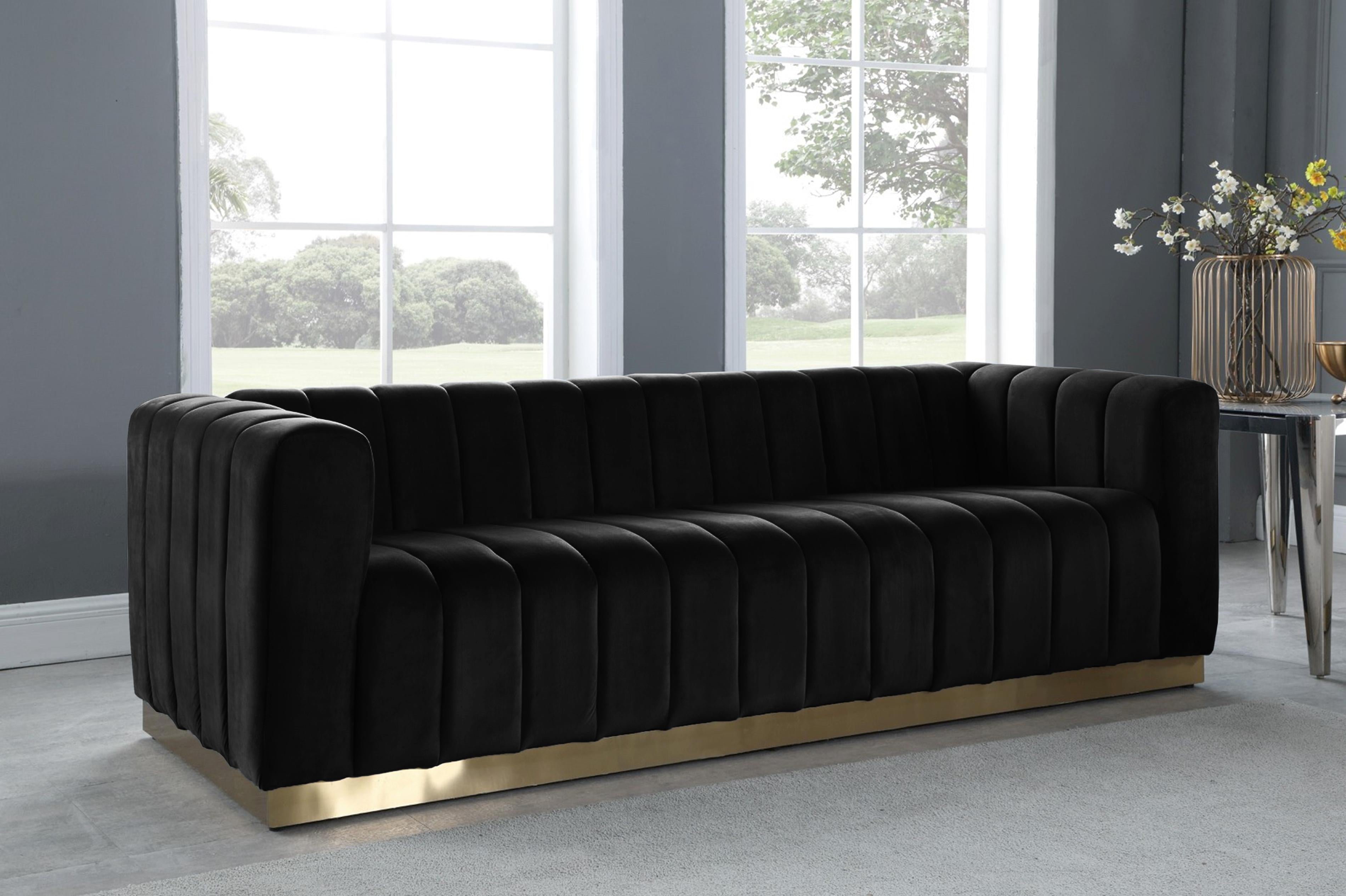 Marlon Black Velvet Sofa - Luxury Home Furniture (MI)