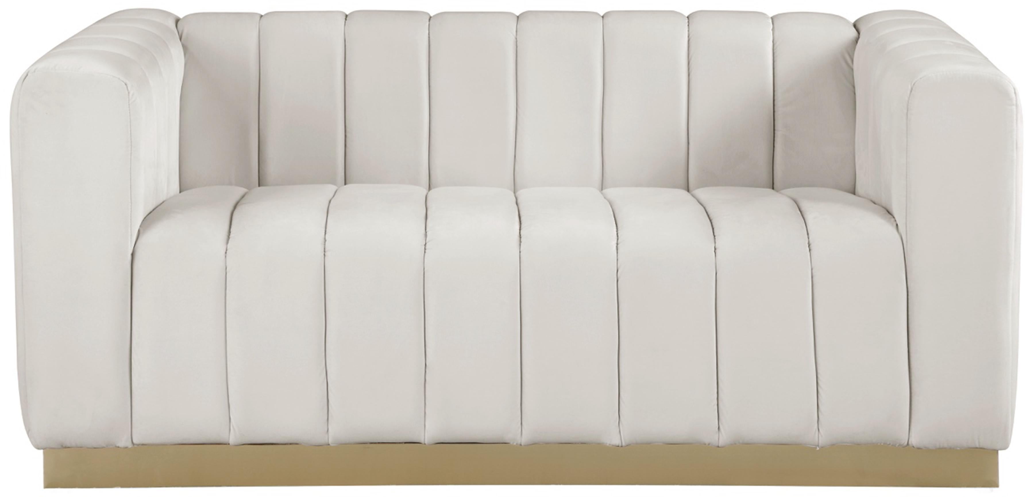Marlon Cream Velvet Loveseat - Luxury Home Furniture (MI)