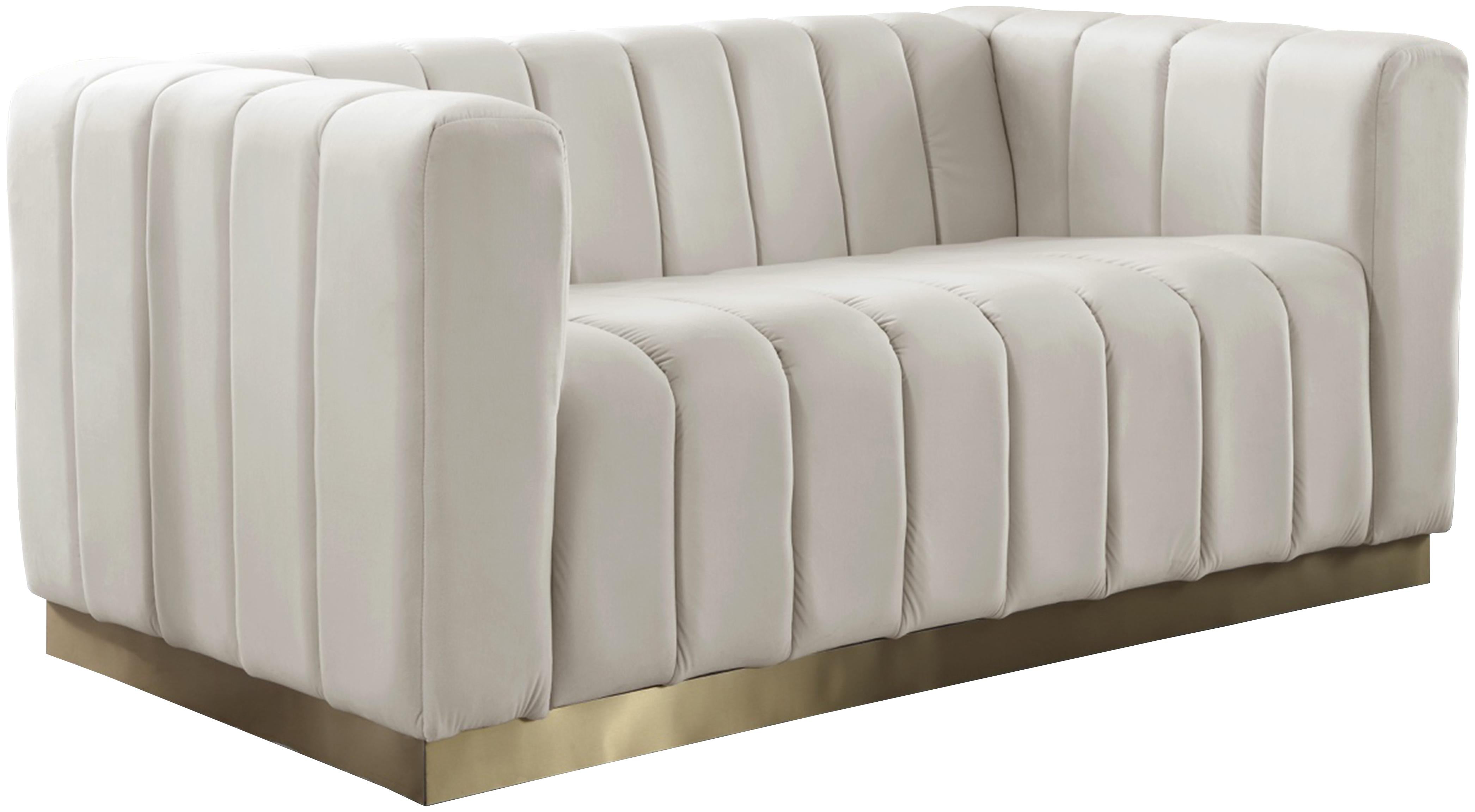 Marlon Cream Velvet Loveseat - Luxury Home Furniture (MI)