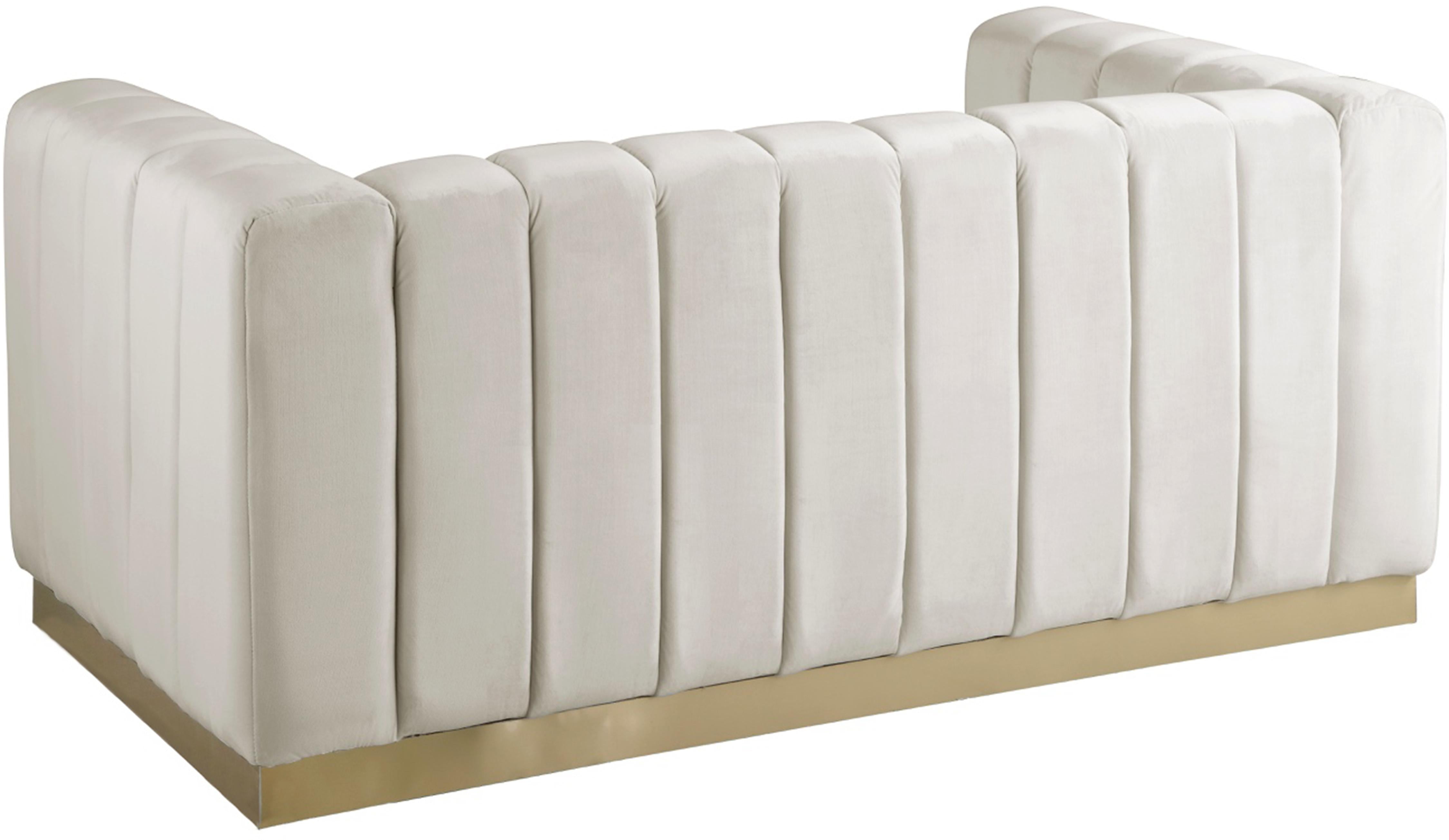 Marlon Cream Velvet Loveseat - Luxury Home Furniture (MI)