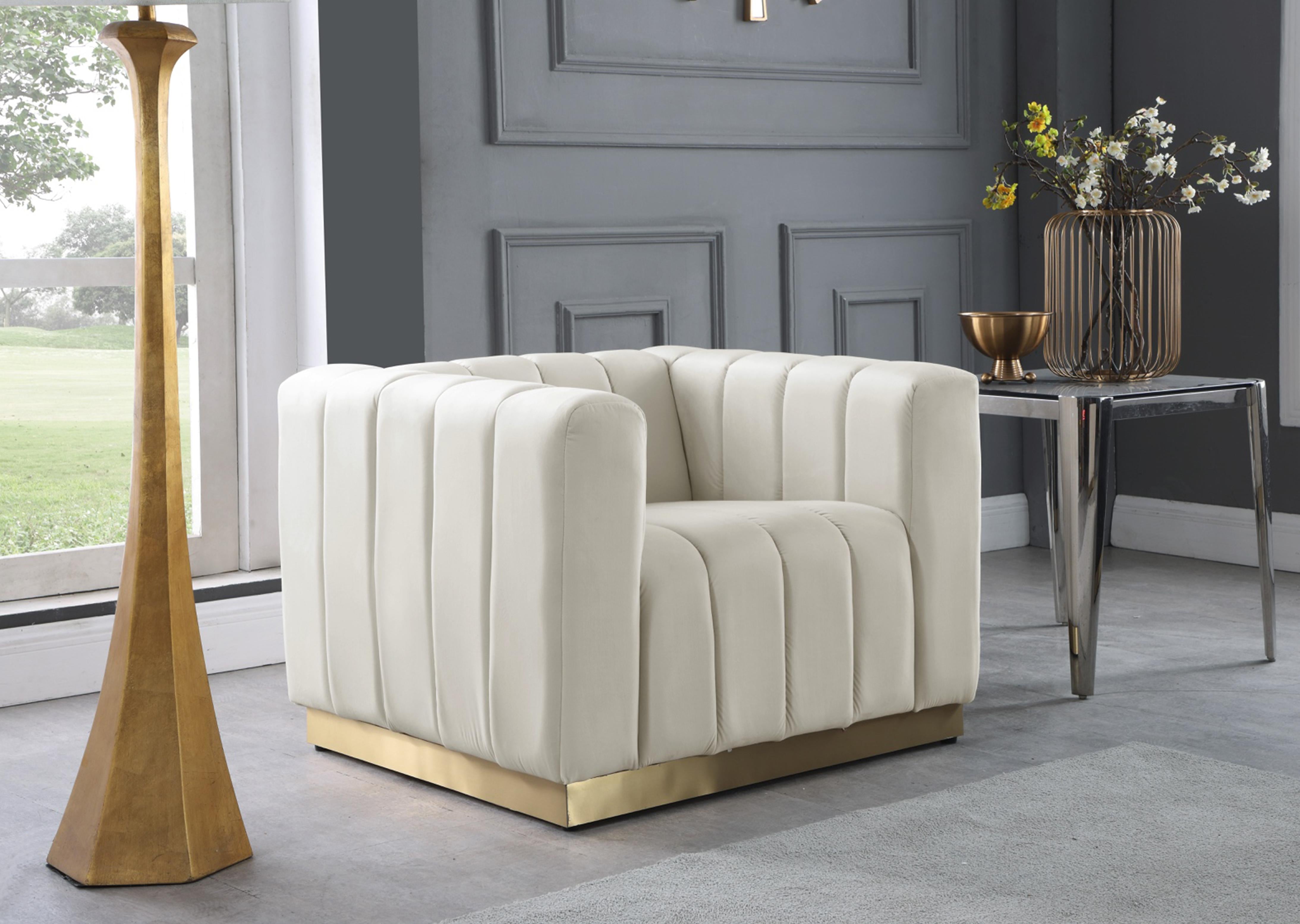 Marlon Cream Velvet Chair - Luxury Home Furniture (MI)