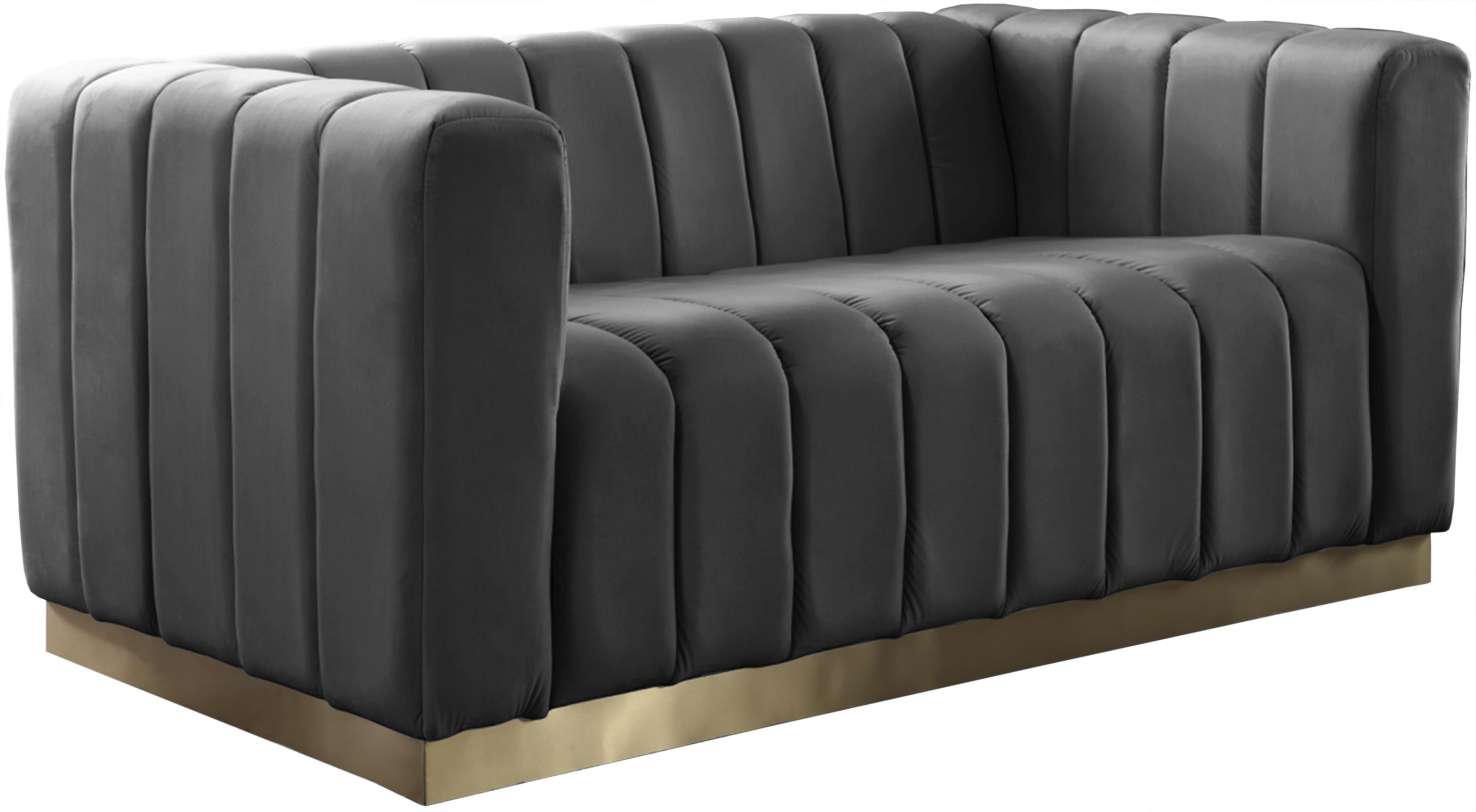 Marlon Grey Velvet Loveseat - Luxury Home Furniture (MI)