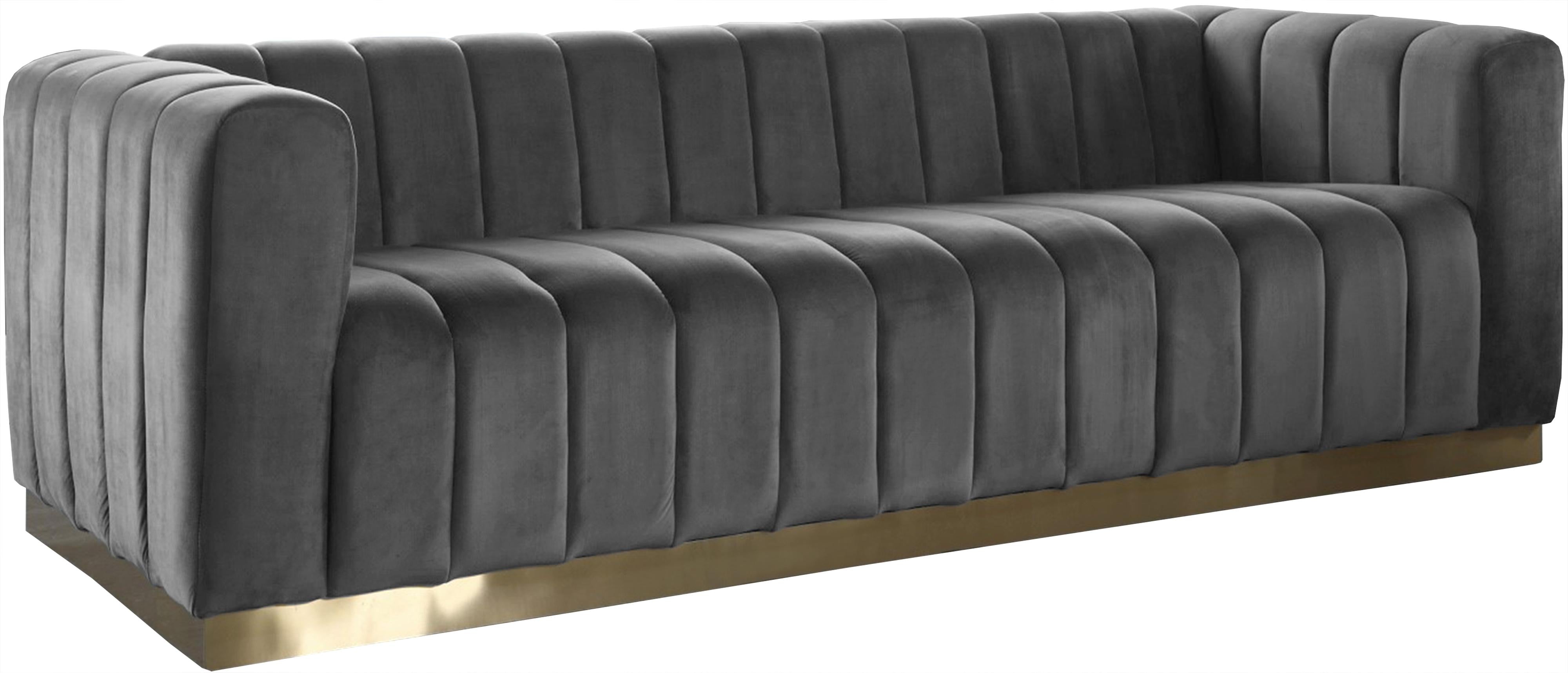 Marlon Grey Velvet Sofa - Luxury Home Furniture (MI)