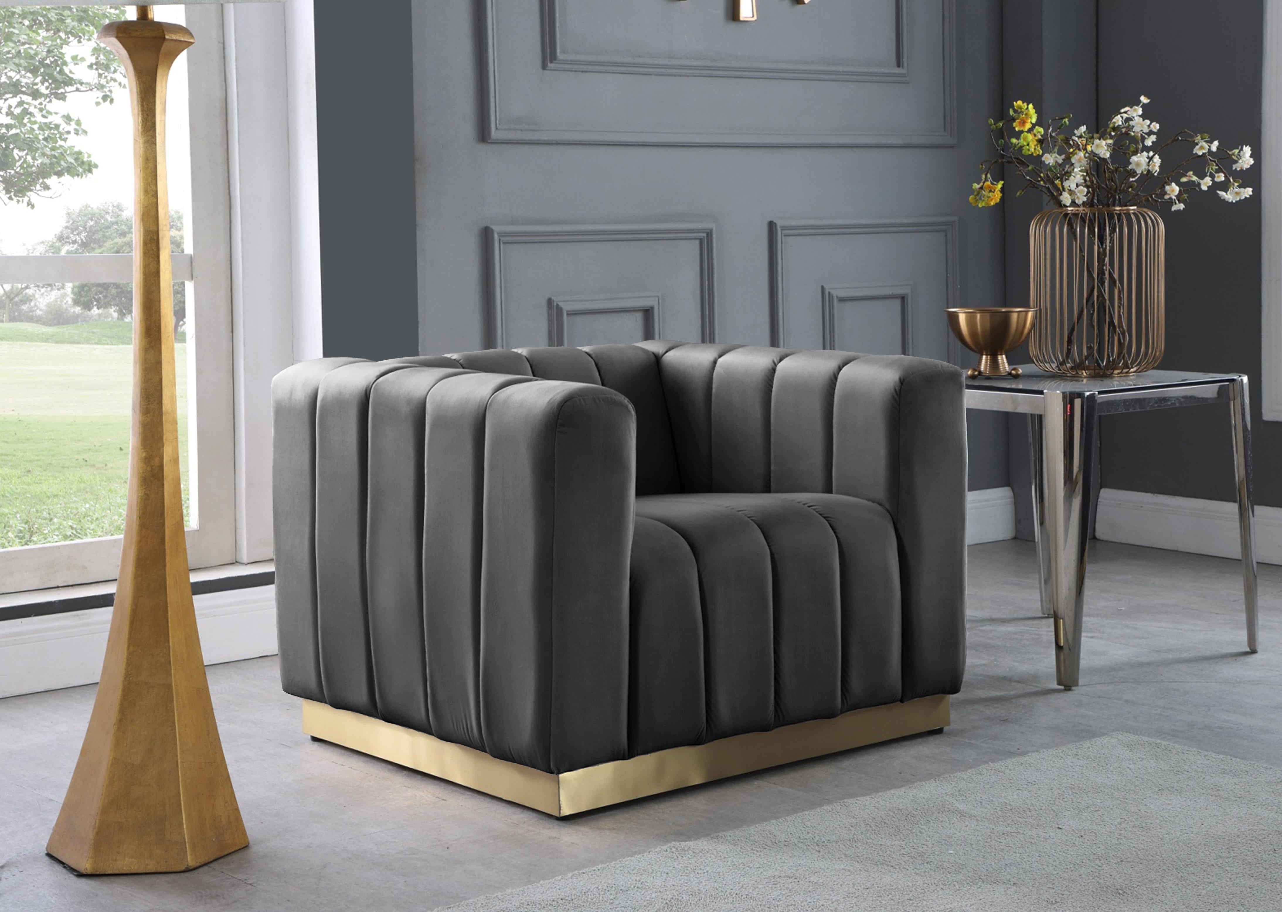 Marlon Grey Velvet Chair - Luxury Home Furniture (MI)