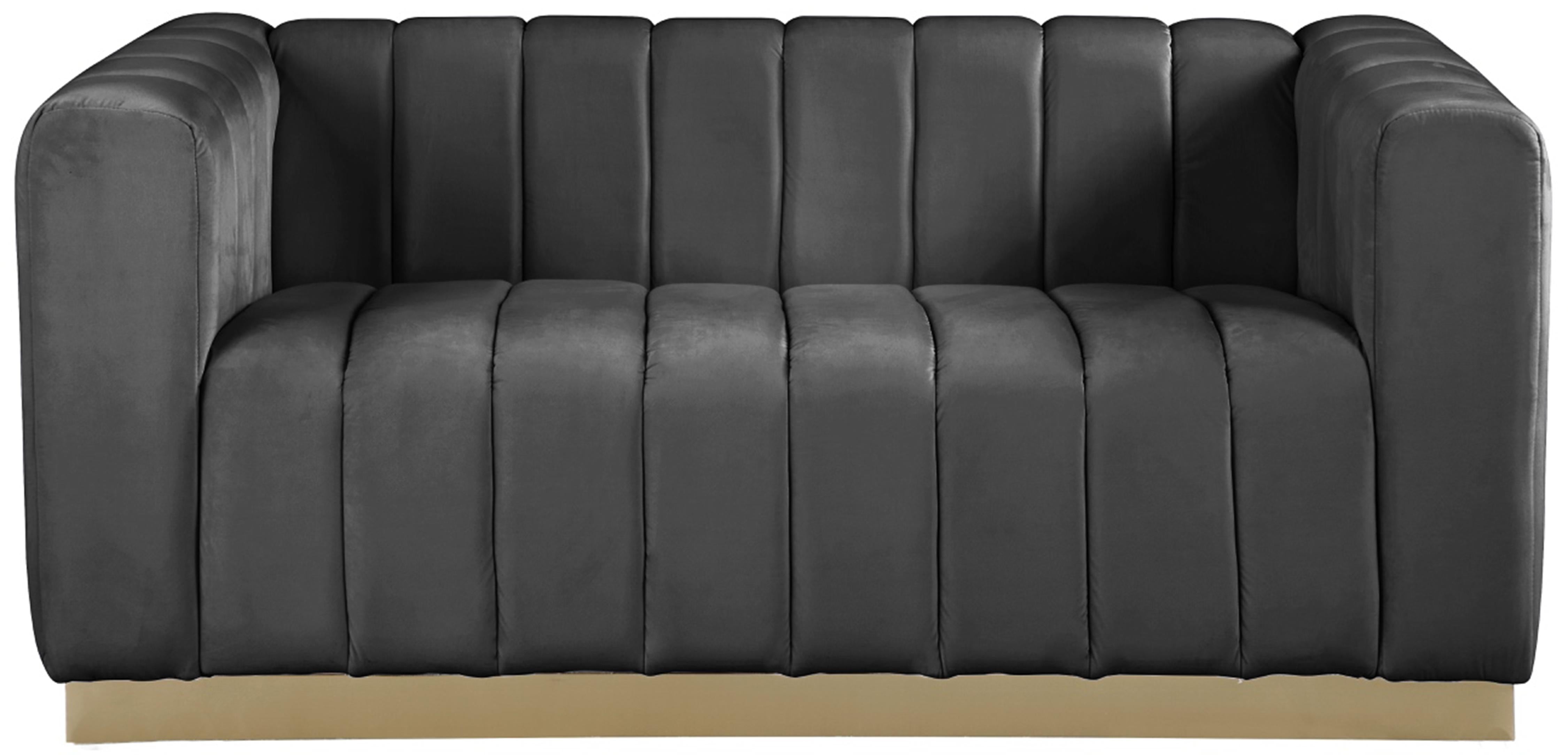 Marlon Grey Velvet Loveseat - Luxury Home Furniture (MI)