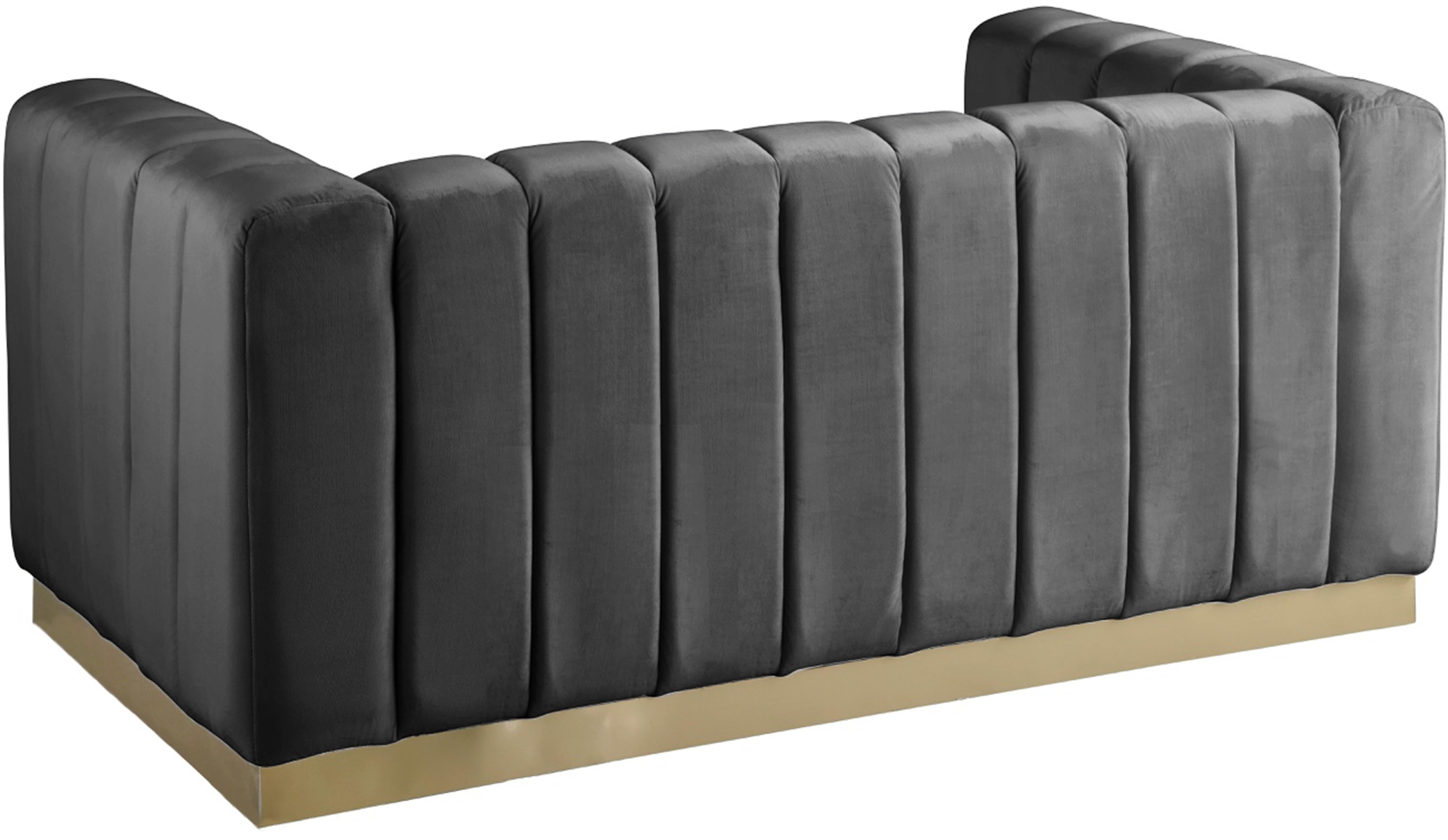 Marlon Grey Velvet Loveseat - Luxury Home Furniture (MI)