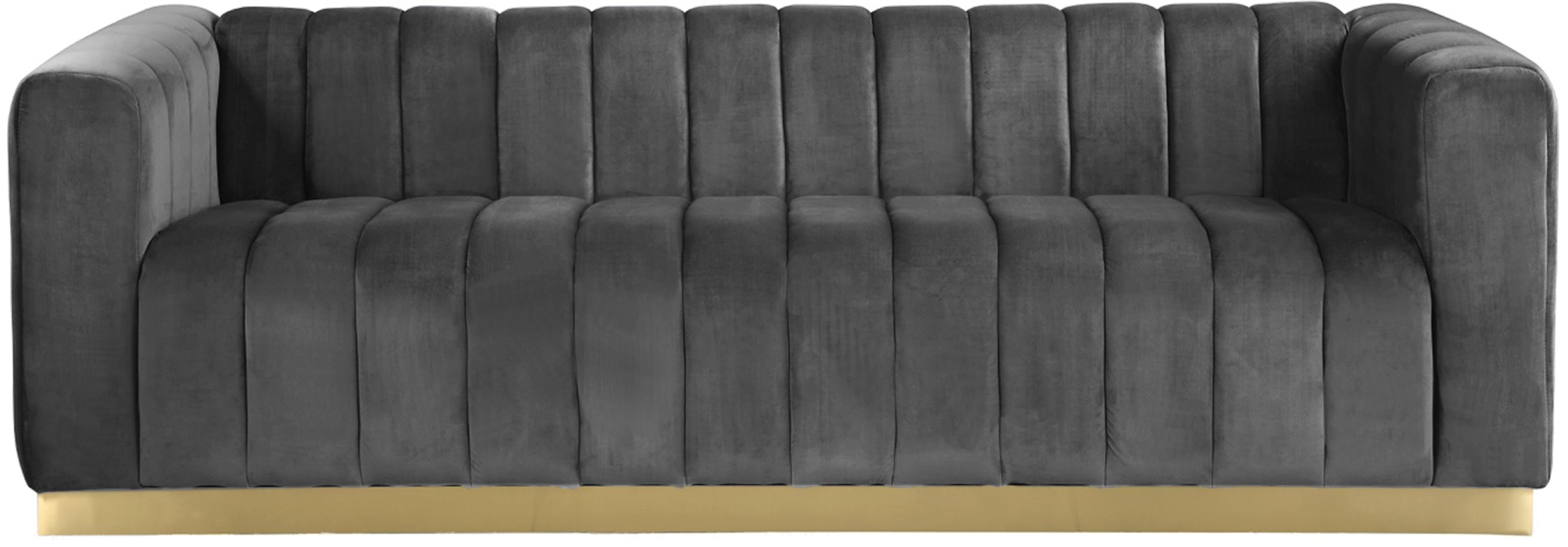 Marlon Grey Velvet Sofa - Luxury Home Furniture (MI)