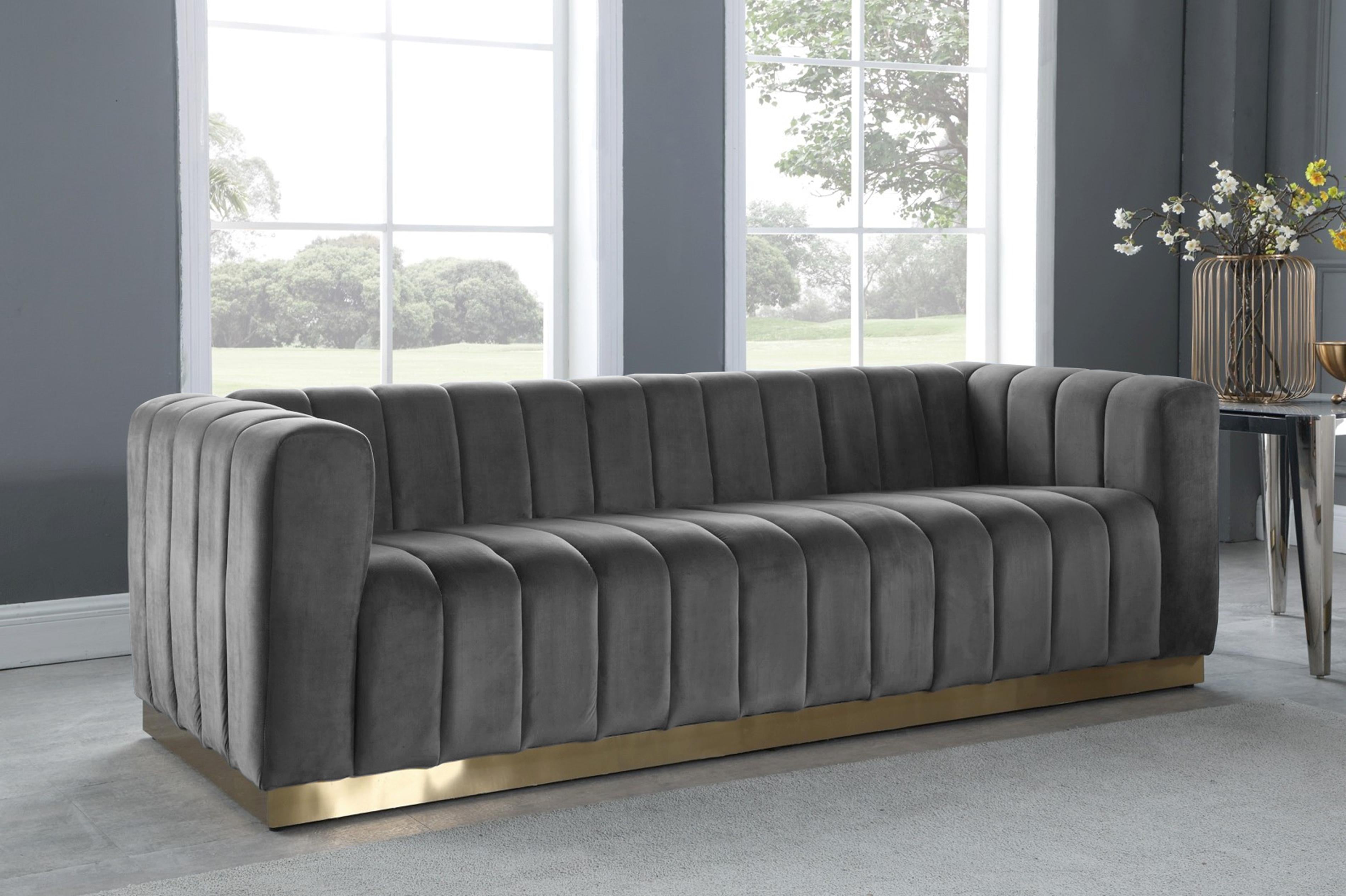 Marlon Grey Velvet Sofa - Luxury Home Furniture (MI)