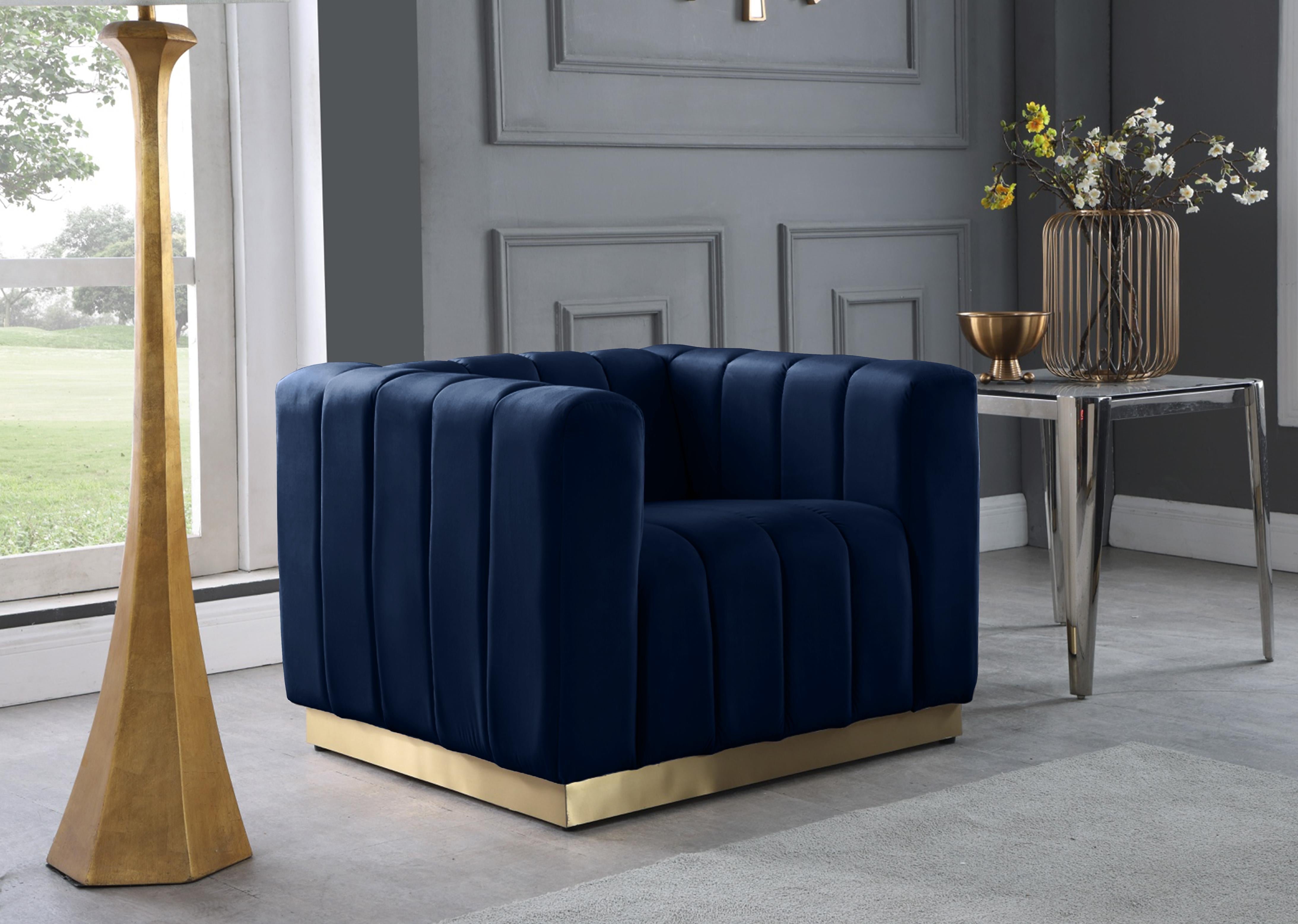 Marlon Navy Velvet Chair - Luxury Home Furniture (MI)