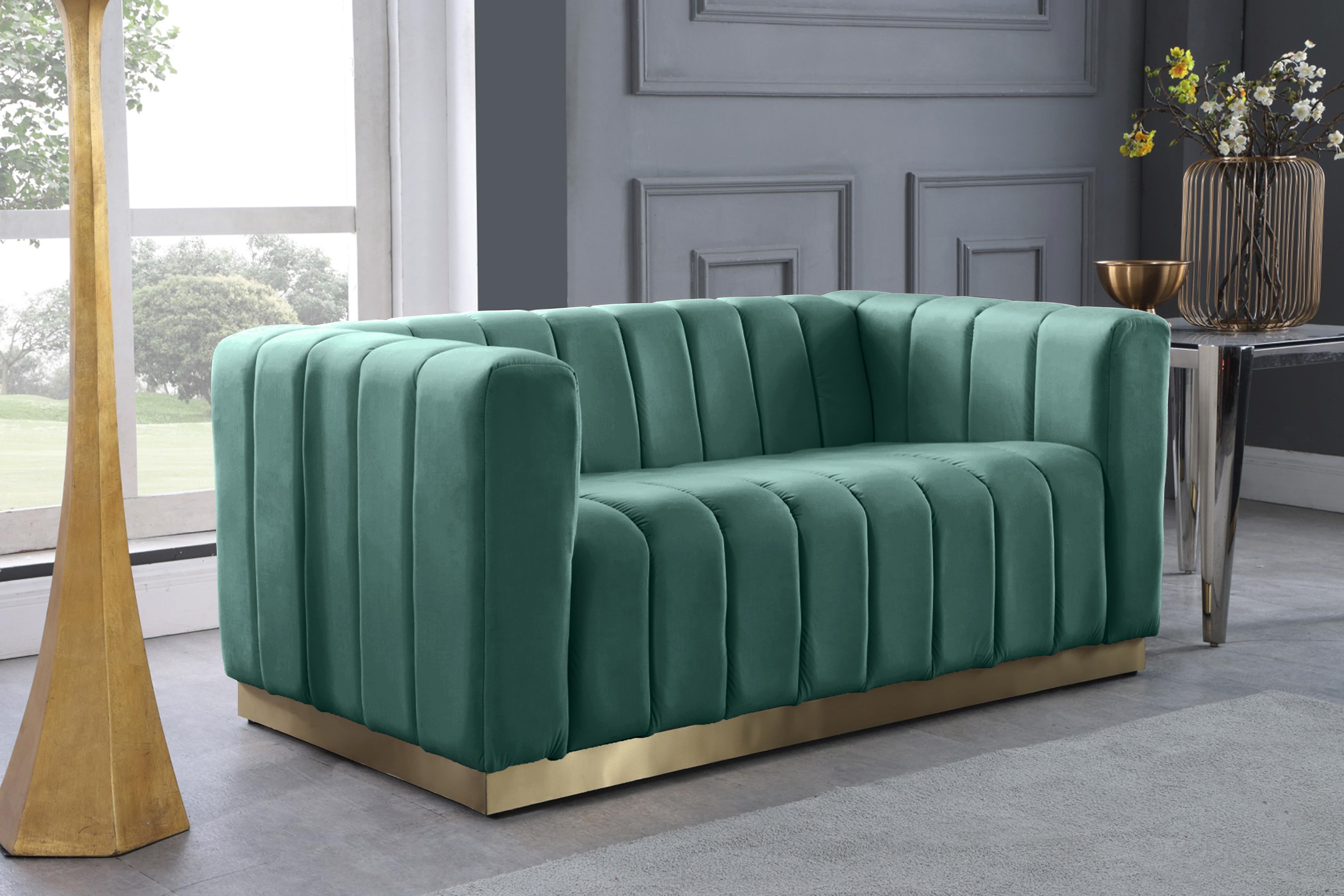 Marlon Mint Velvet Loveseat - Luxury Home Furniture (MI)