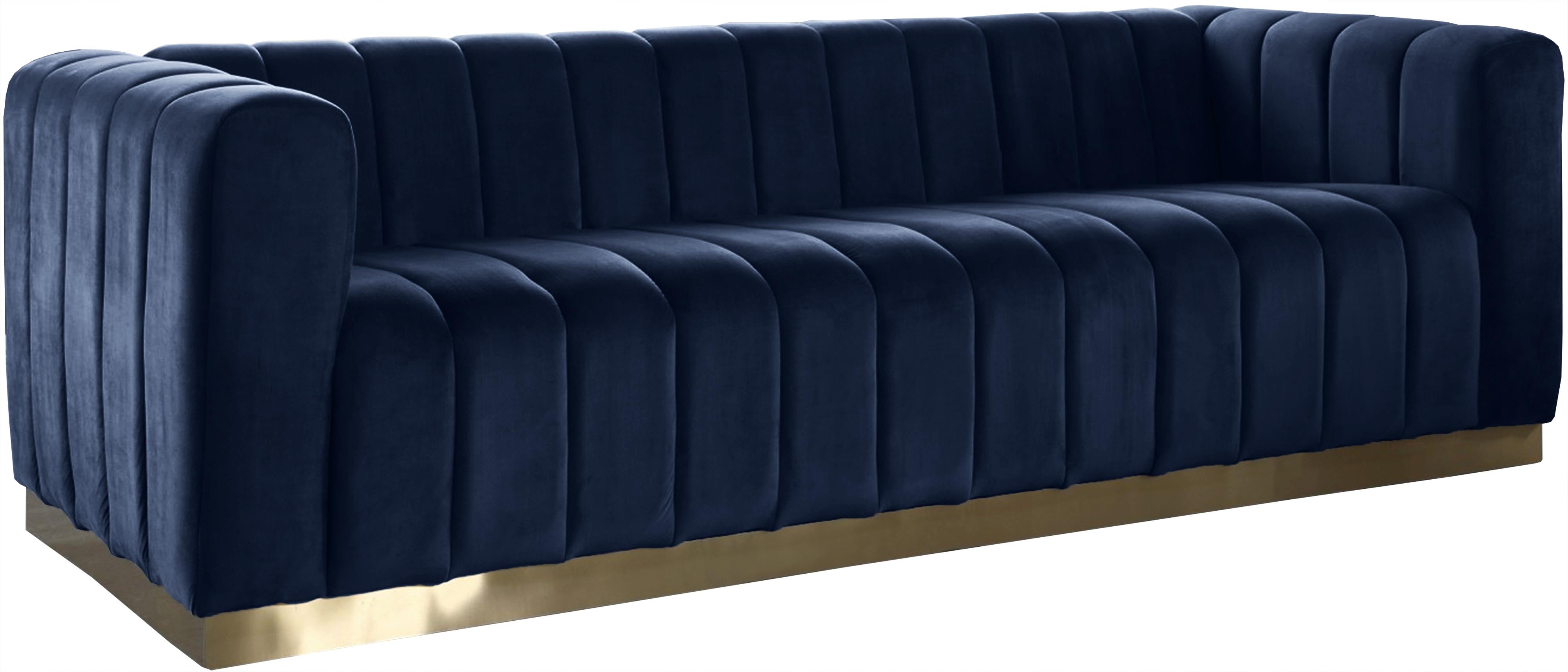 Marlon Navy Velvet Sofa - Luxury Home Furniture (MI)