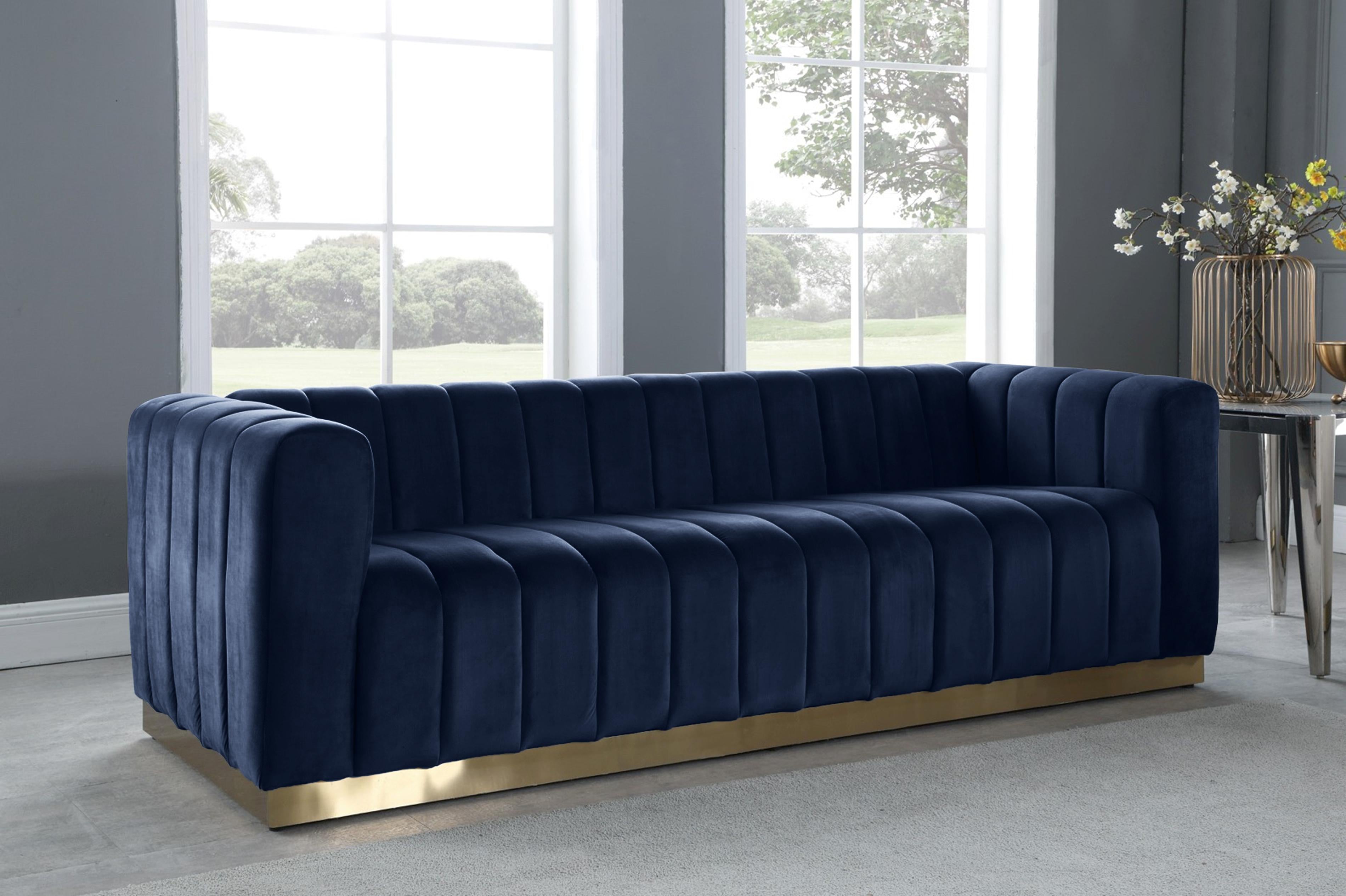 Marlon Navy Velvet Sofa - Luxury Home Furniture (MI)