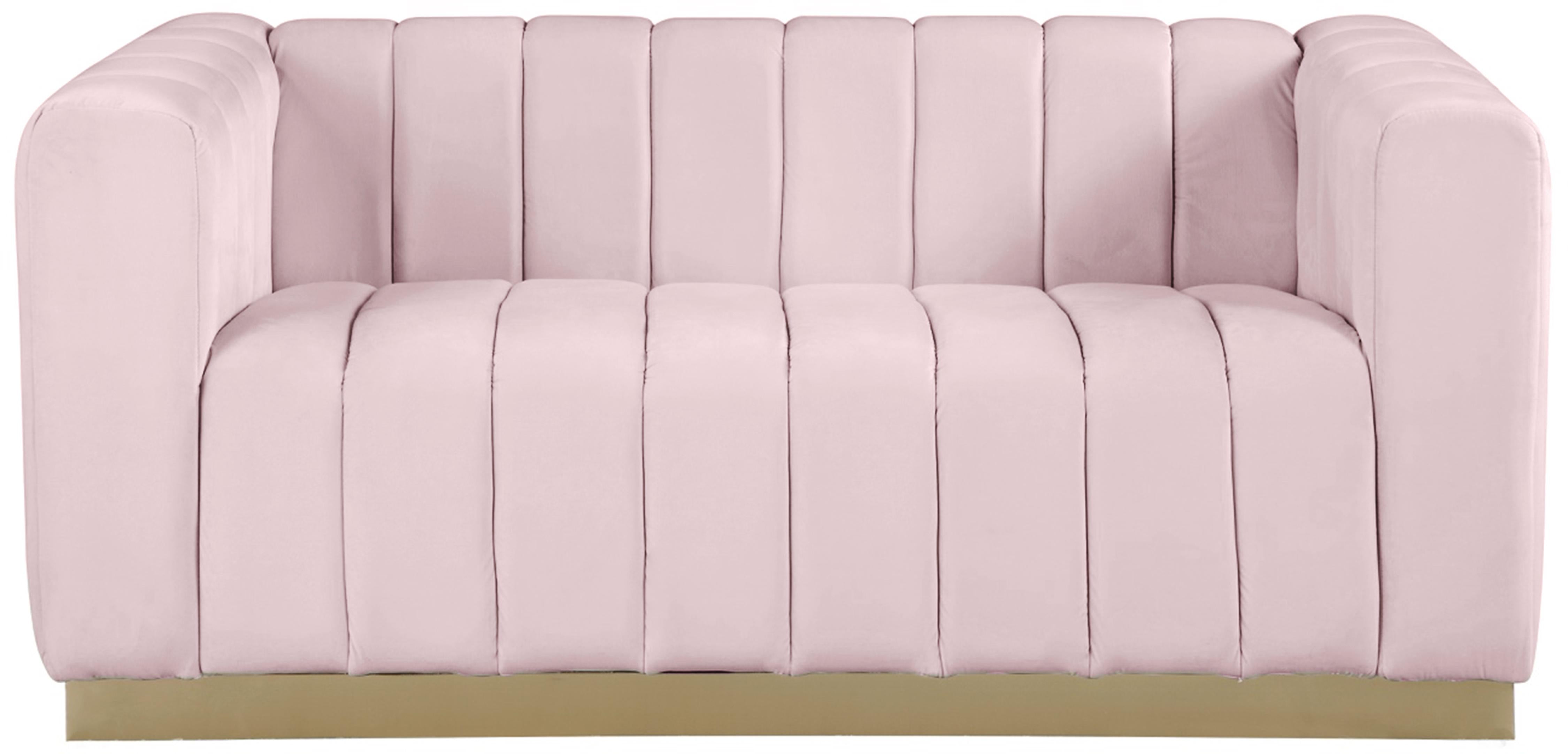 Marlon Pink Velvet Loveseat - Luxury Home Furniture (MI)