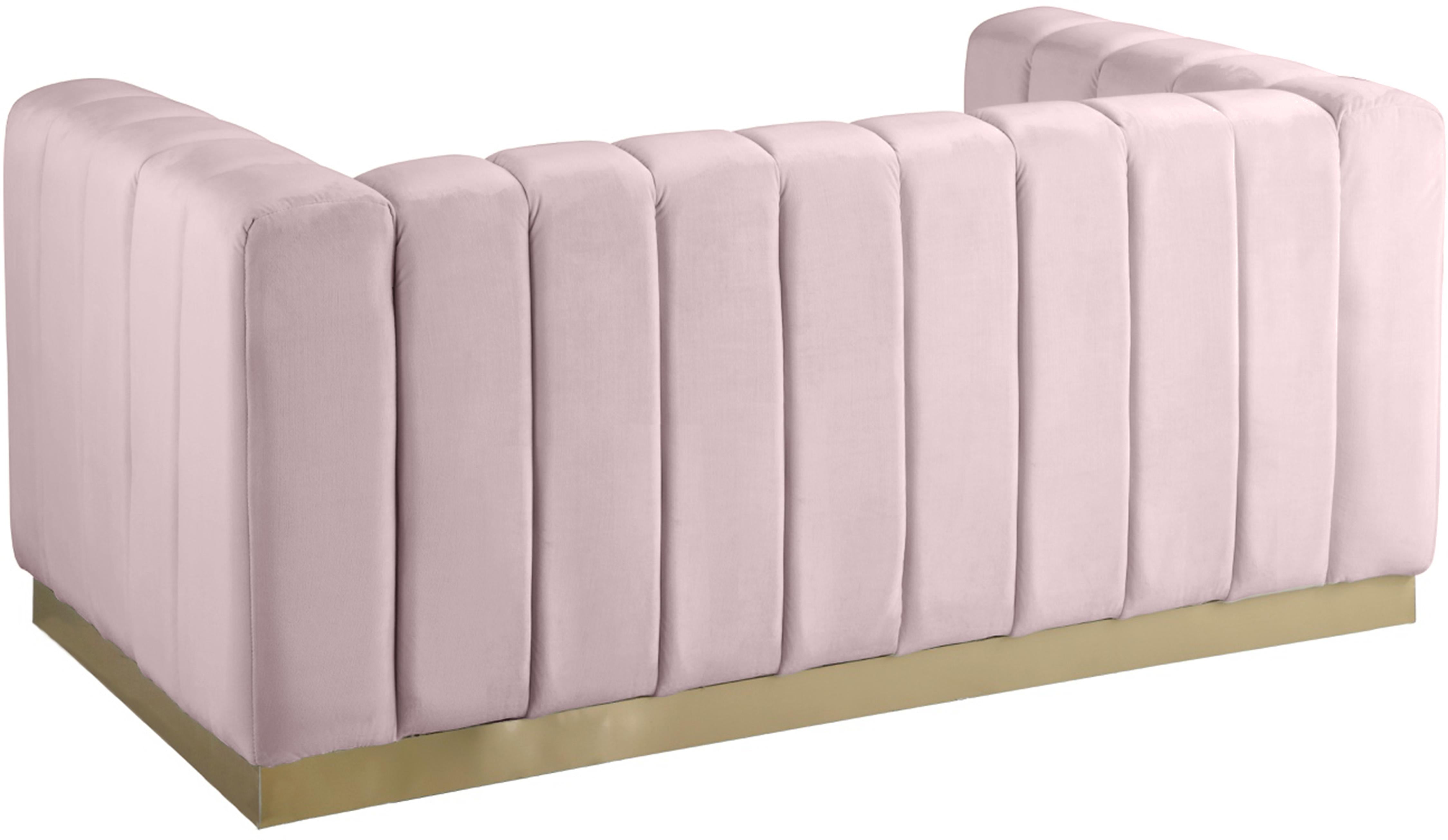 Marlon Pink Velvet Loveseat - Luxury Home Furniture (MI)