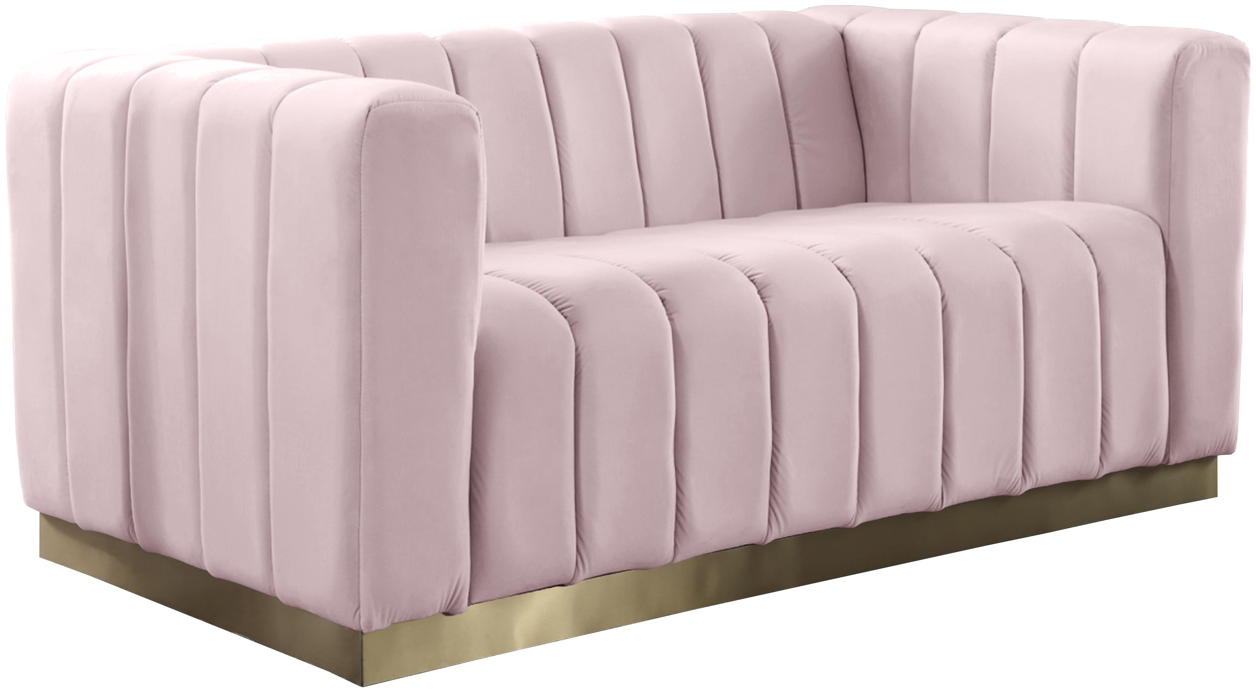 Marlon Pink Velvet Loveseat - Luxury Home Furniture (MI)