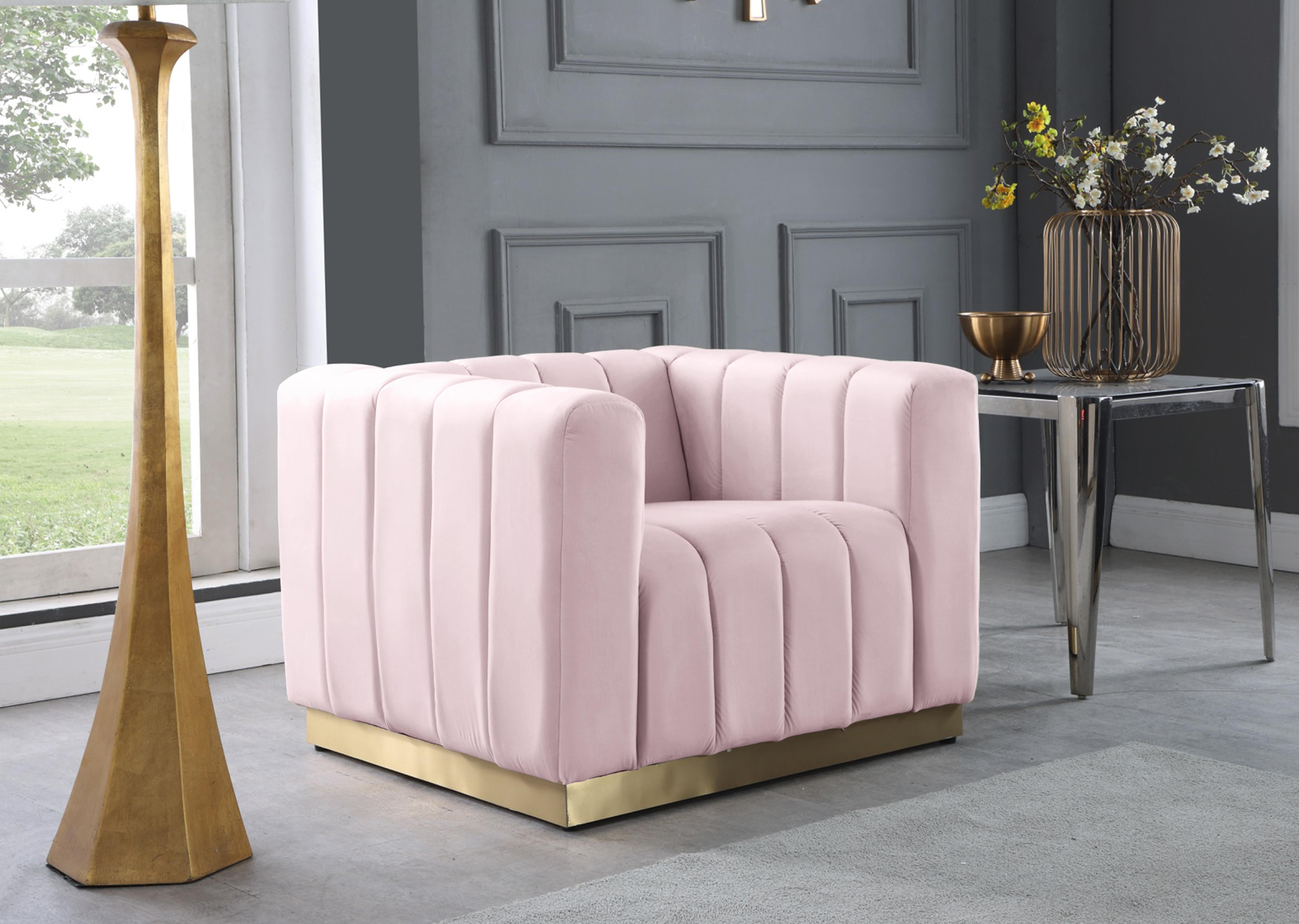 Marlon Pink Velvet Chair - Luxury Home Furniture (MI)