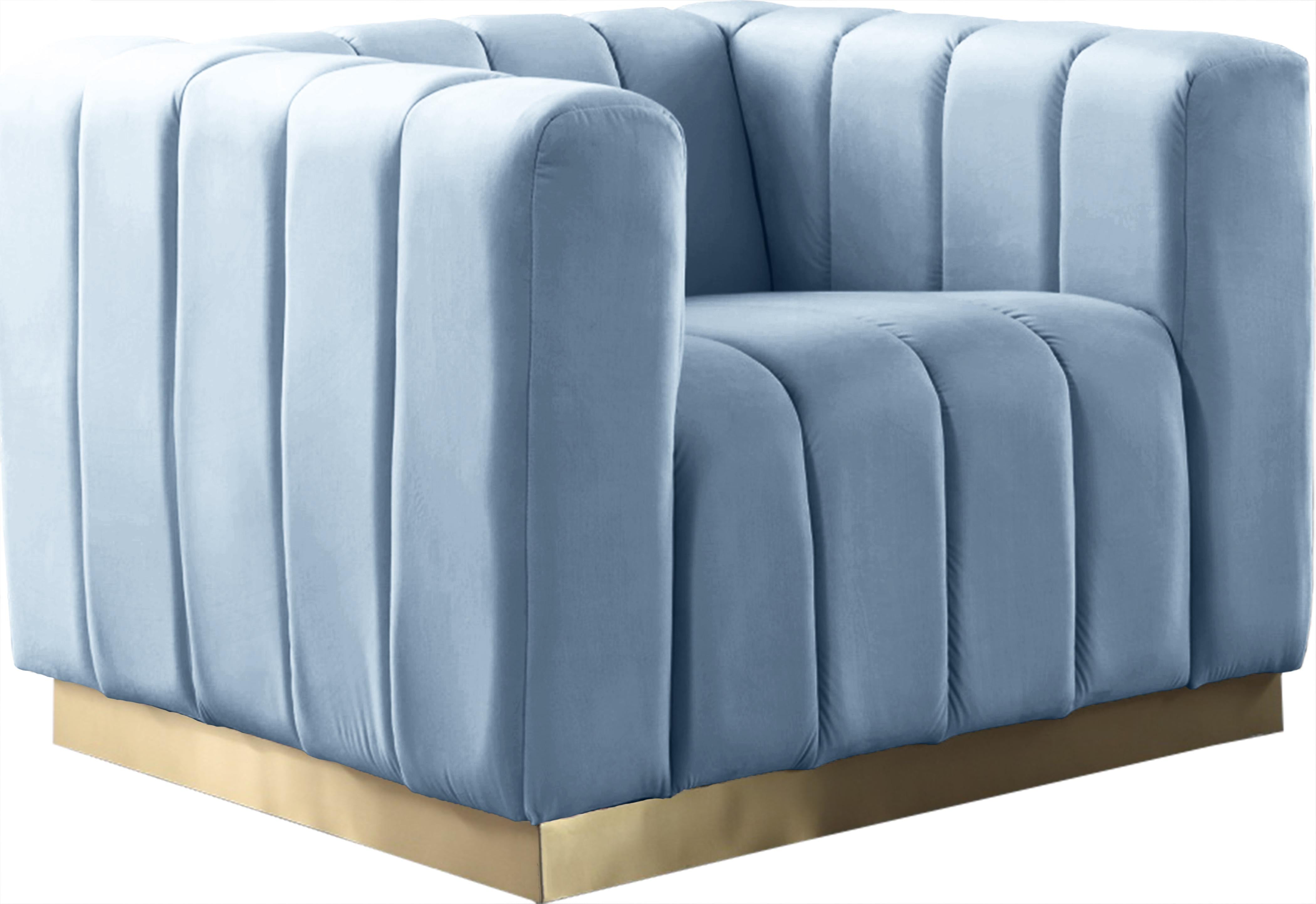 Marlon Sky Blue Velvet Chair - Luxury Home Furniture (MI)