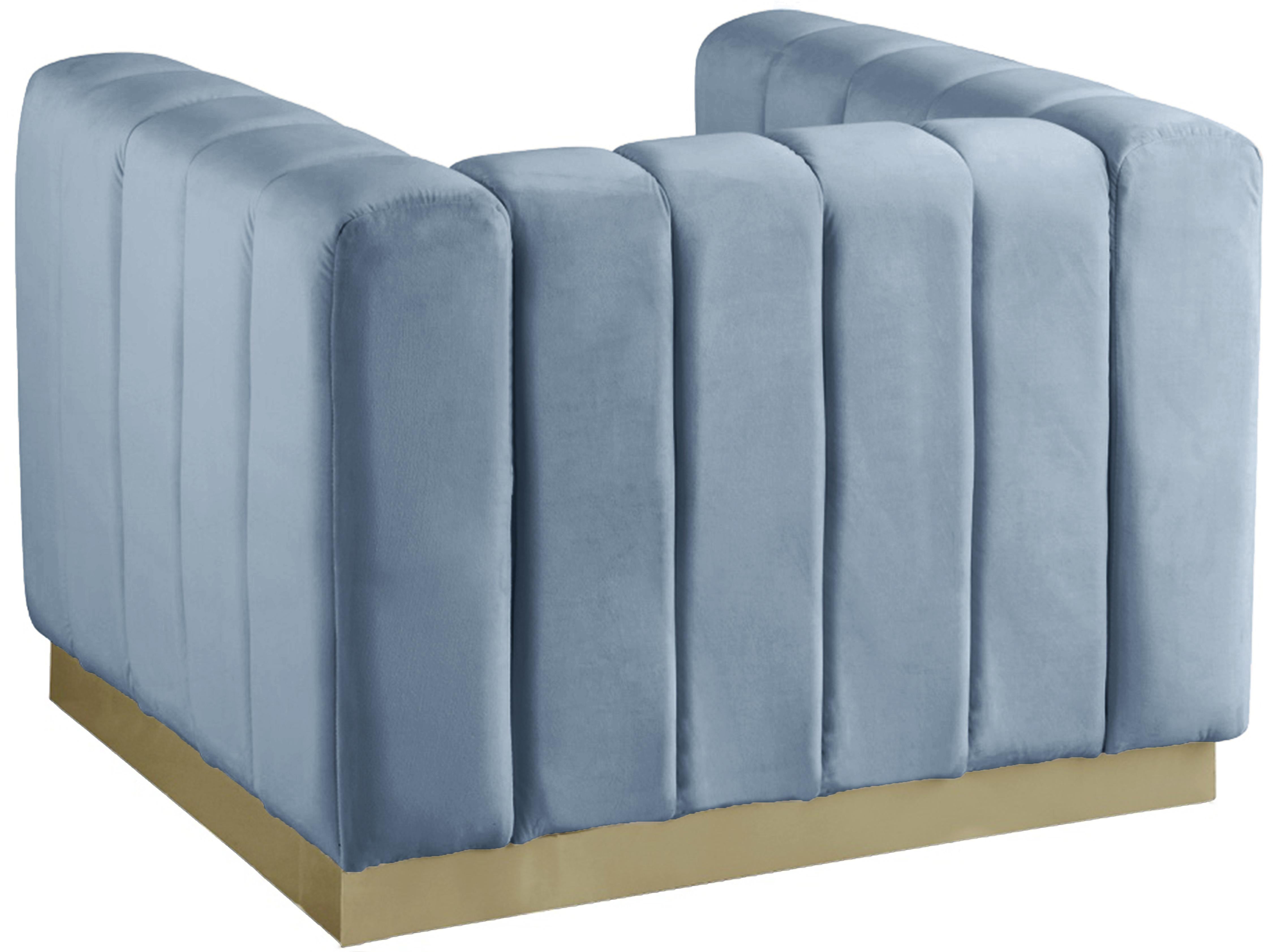 Marlon Sky Blue Velvet Chair - Luxury Home Furniture (MI)