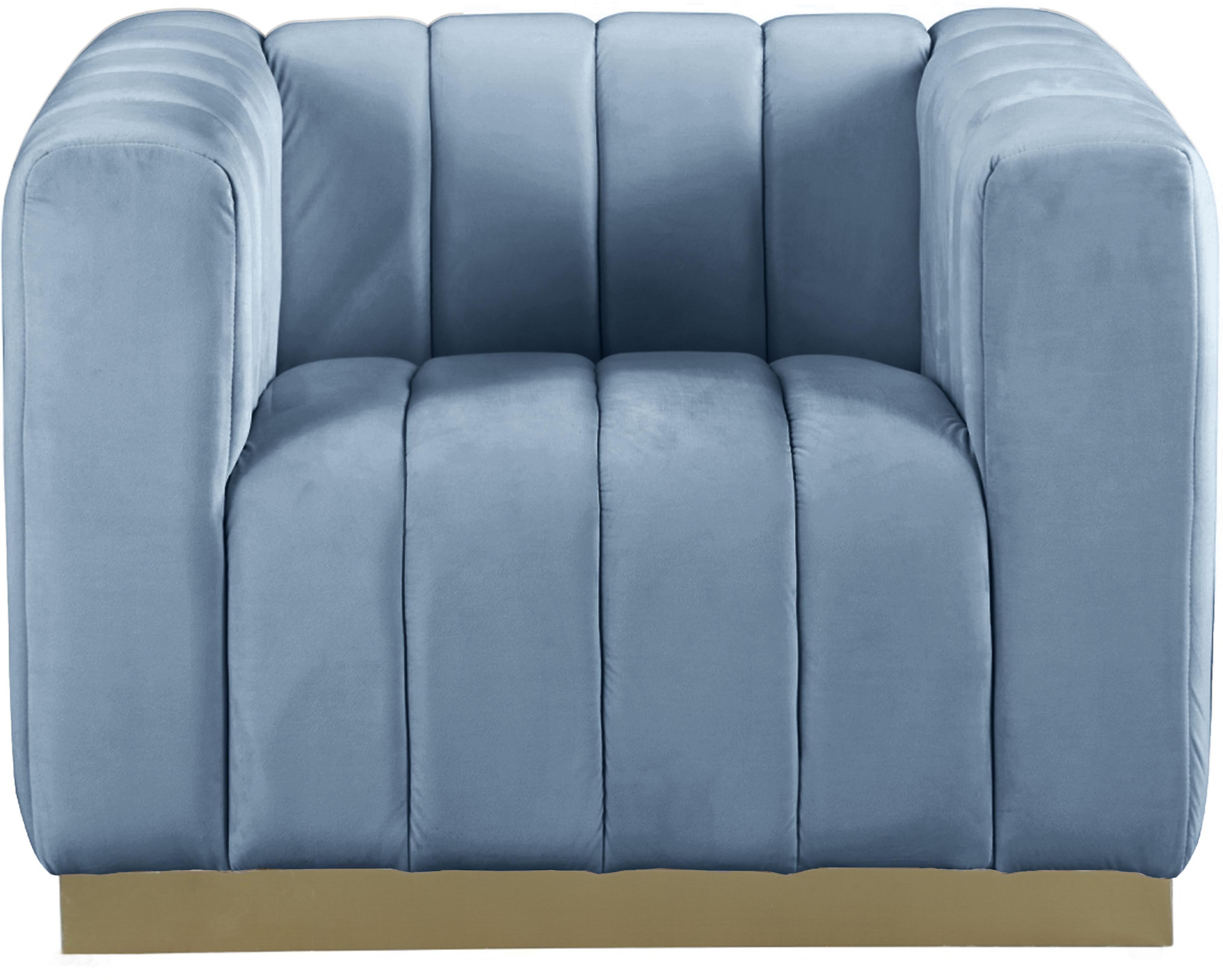 Marlon Sky Blue Velvet Chair - Luxury Home Furniture (MI)