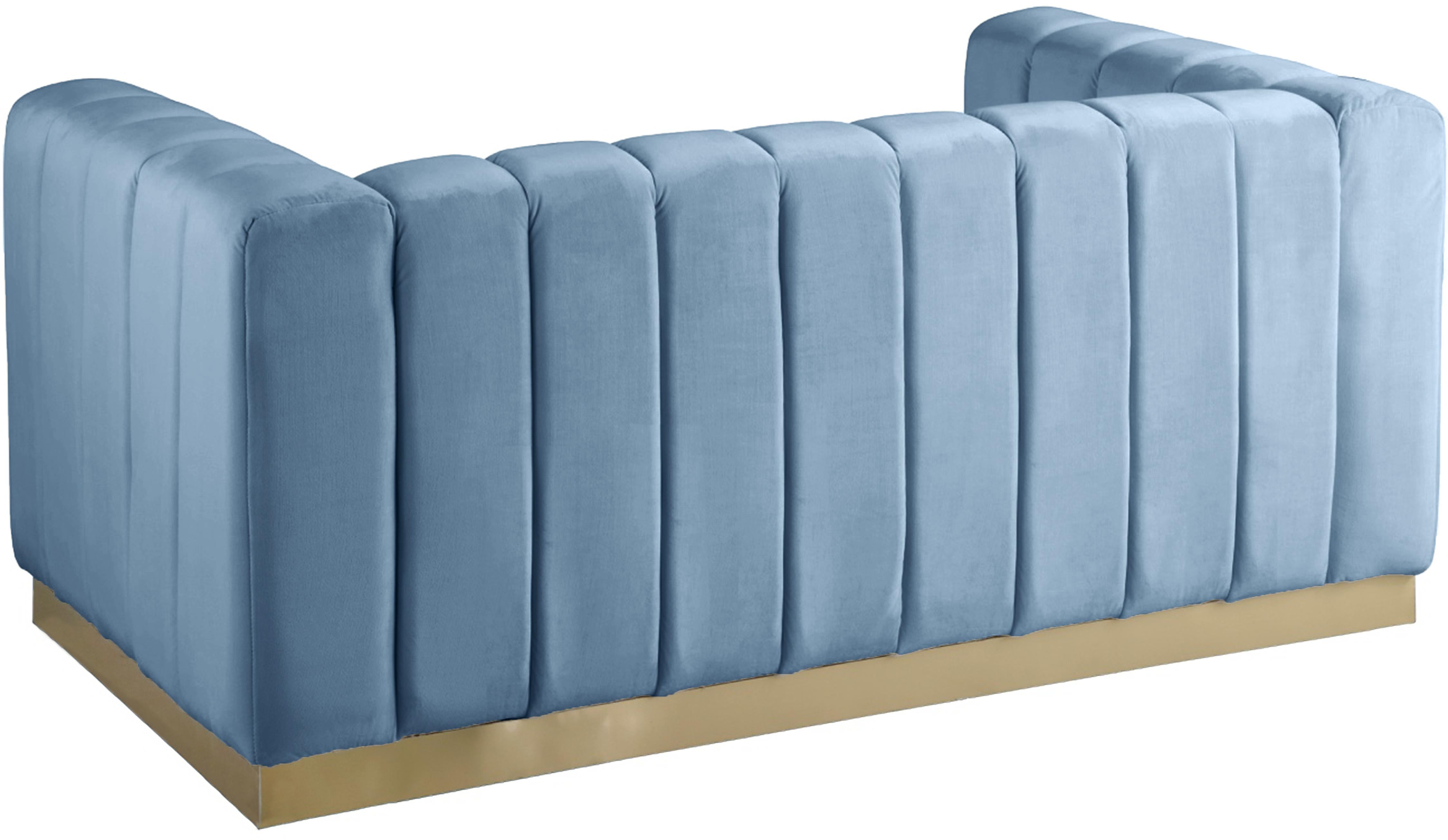 Marlon Sky Blue Velvet Loveseat - Luxury Home Furniture (MI)