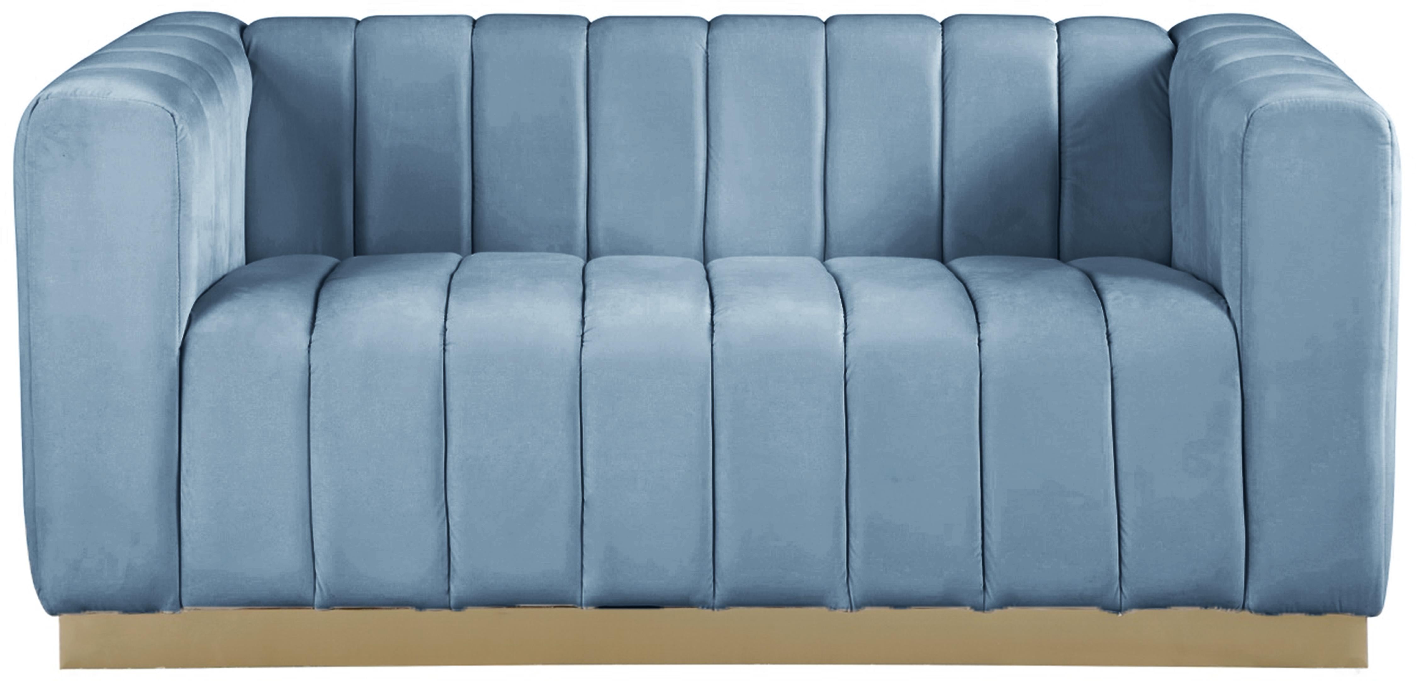 Marlon Sky Blue Velvet Loveseat - Luxury Home Furniture (MI)