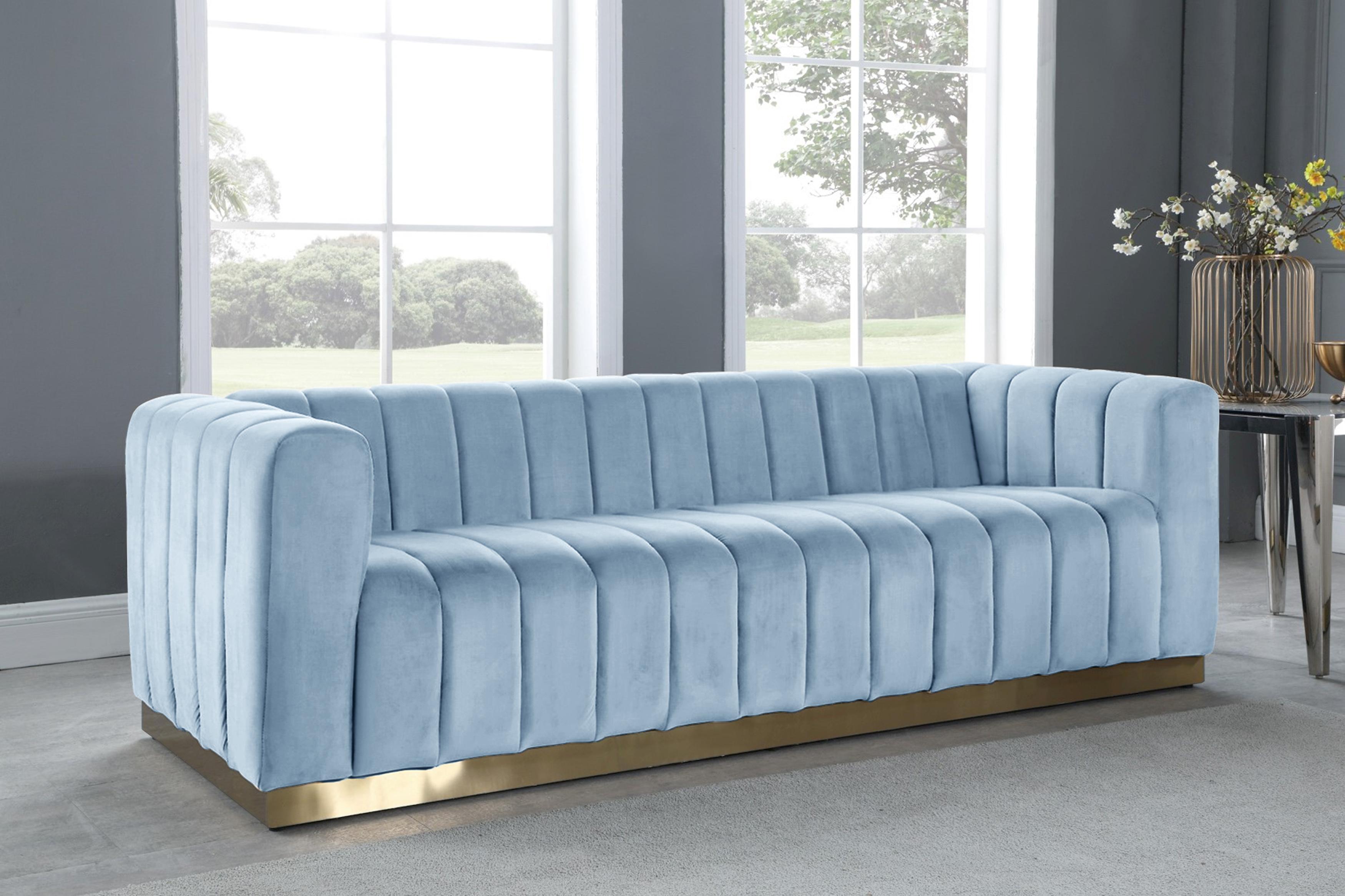 Marlon Sky Blue Velvet Sofa - Luxury Home Furniture (MI)
