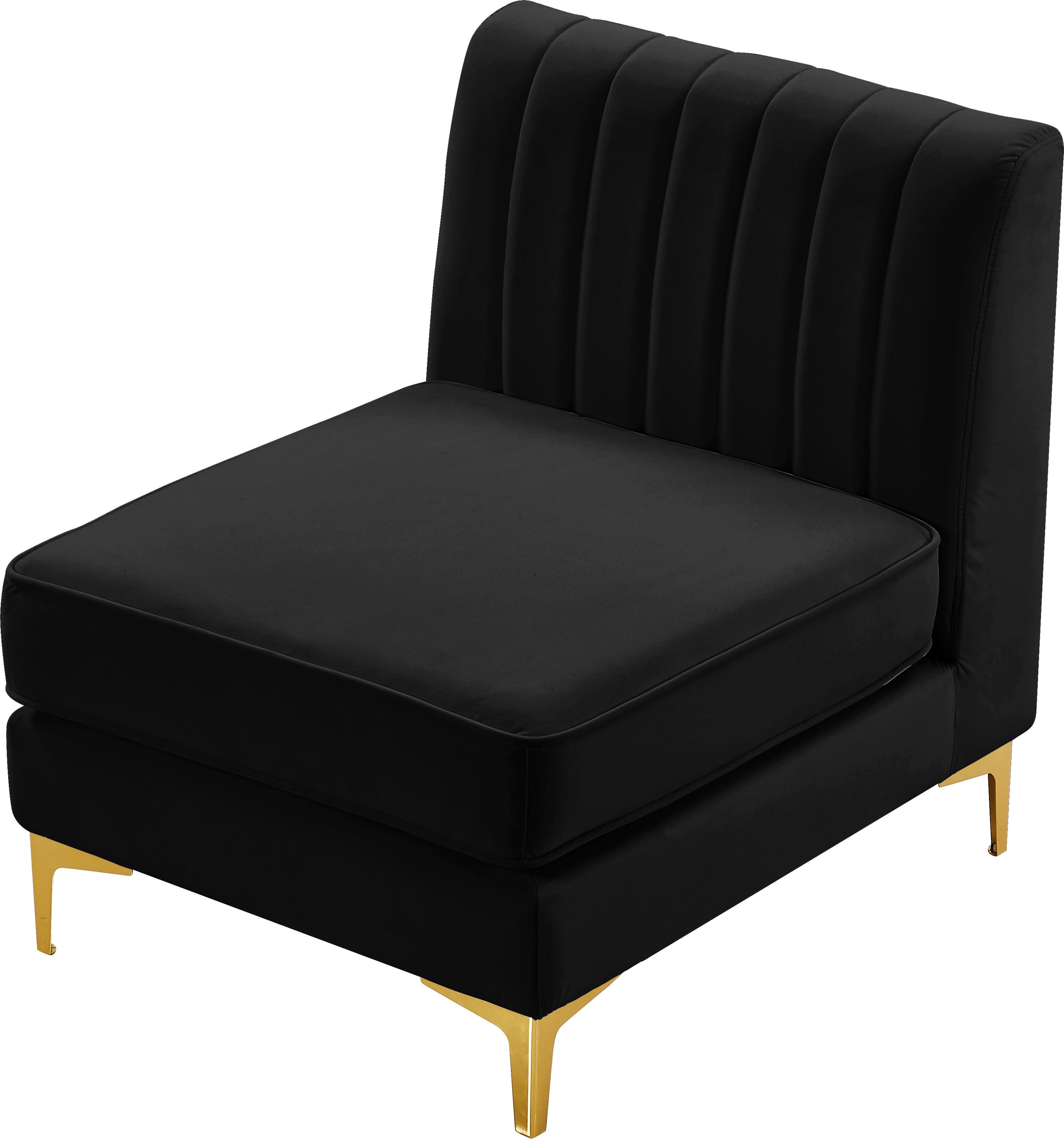 Alina Black Velvet Armless Chair - Luxury Home Furniture (MI)