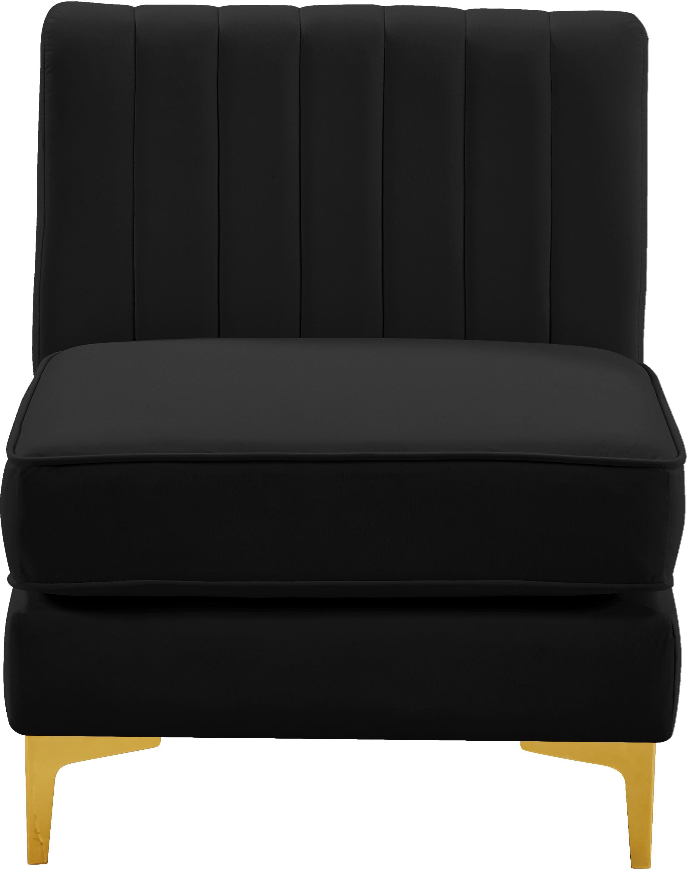 Alina Black Velvet Armless Chair - Luxury Home Furniture (MI)
