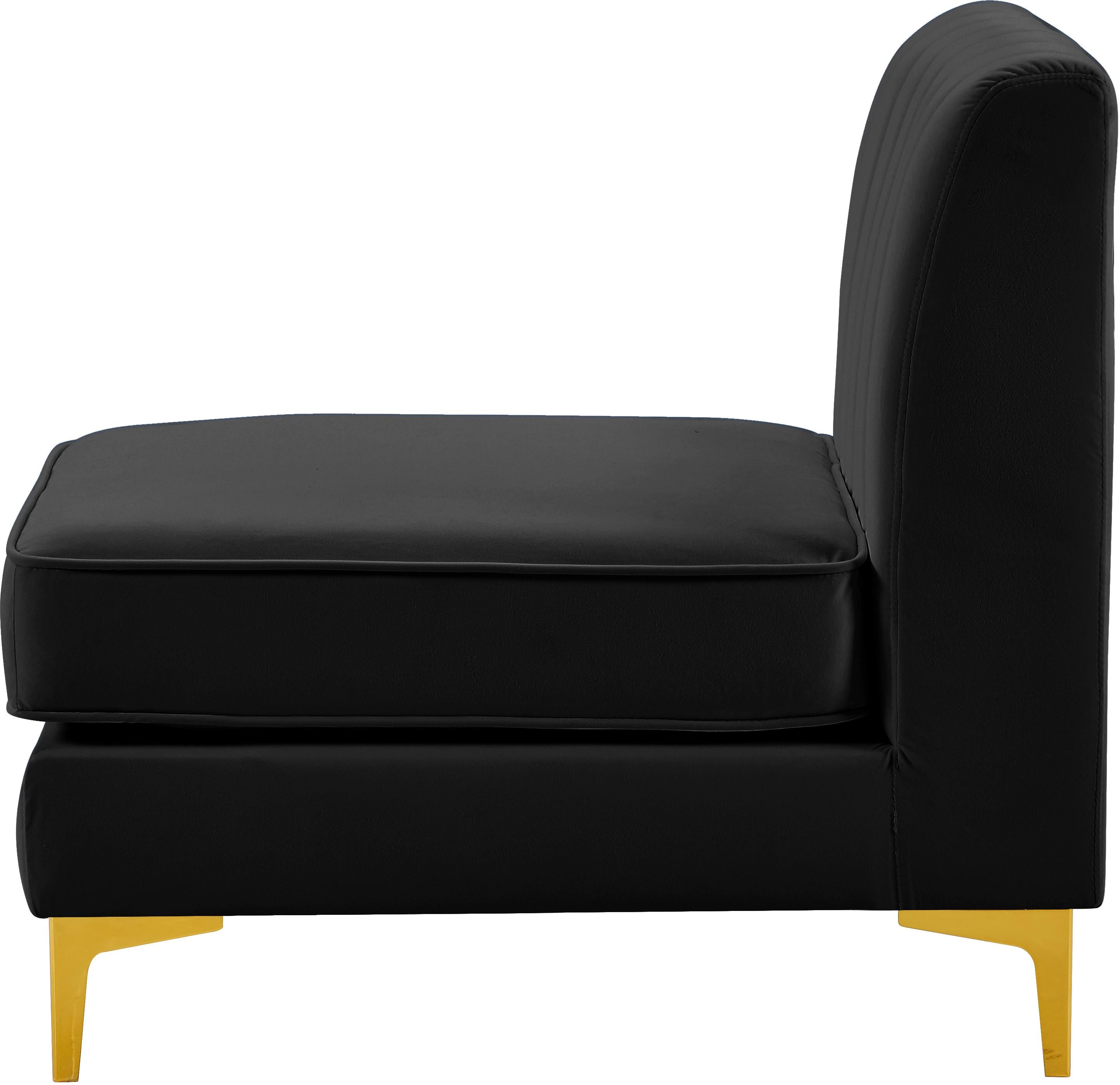 Alina Black Velvet Armless Chair - Luxury Home Furniture (MI)