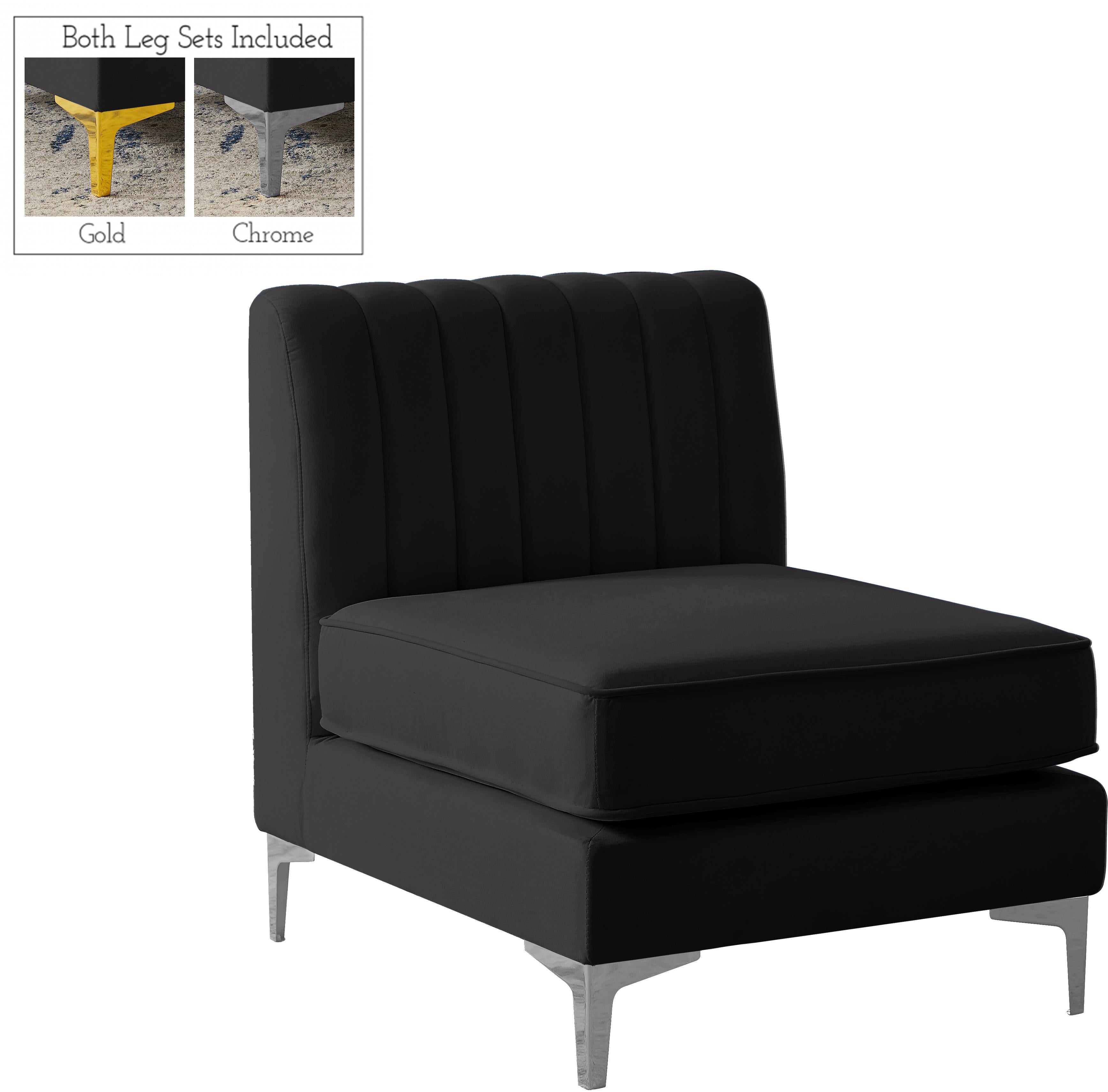 Alina Black Velvet Armless Chair - Luxury Home Furniture (MI)
