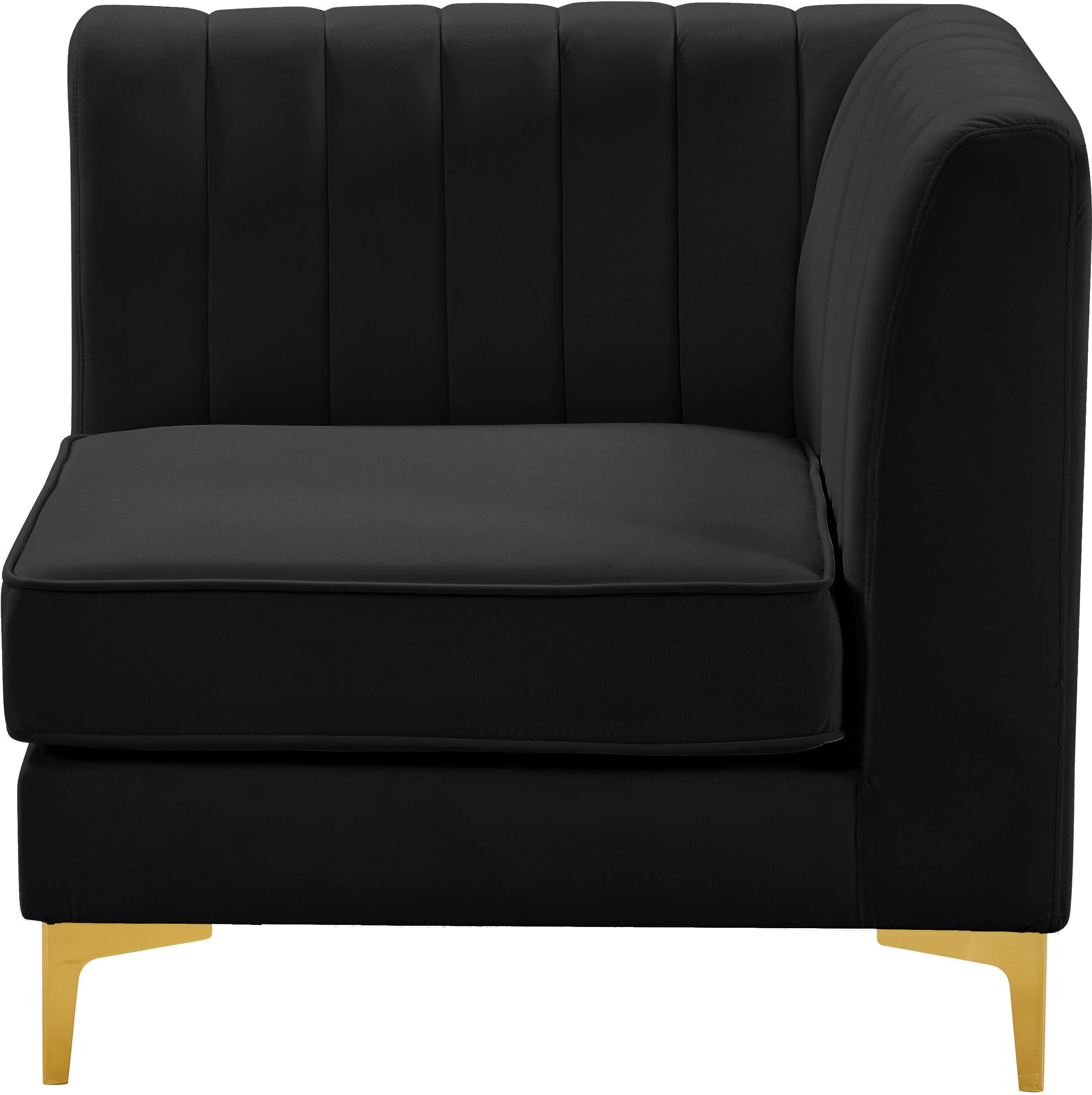 Alina Black Velvet Corner Chair - Luxury Home Furniture (MI)