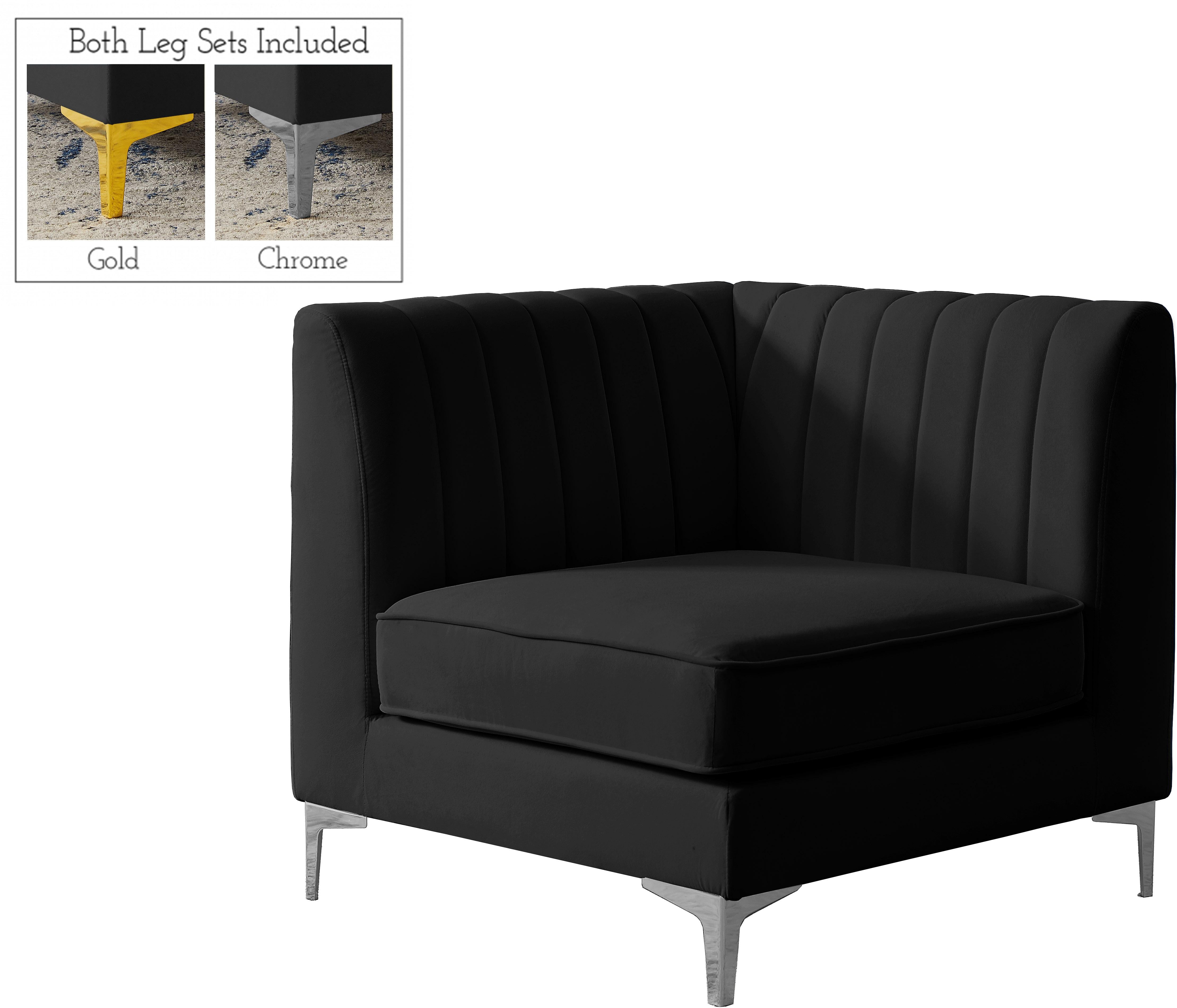 Alina Black Velvet Corner Chair - Luxury Home Furniture (MI)
