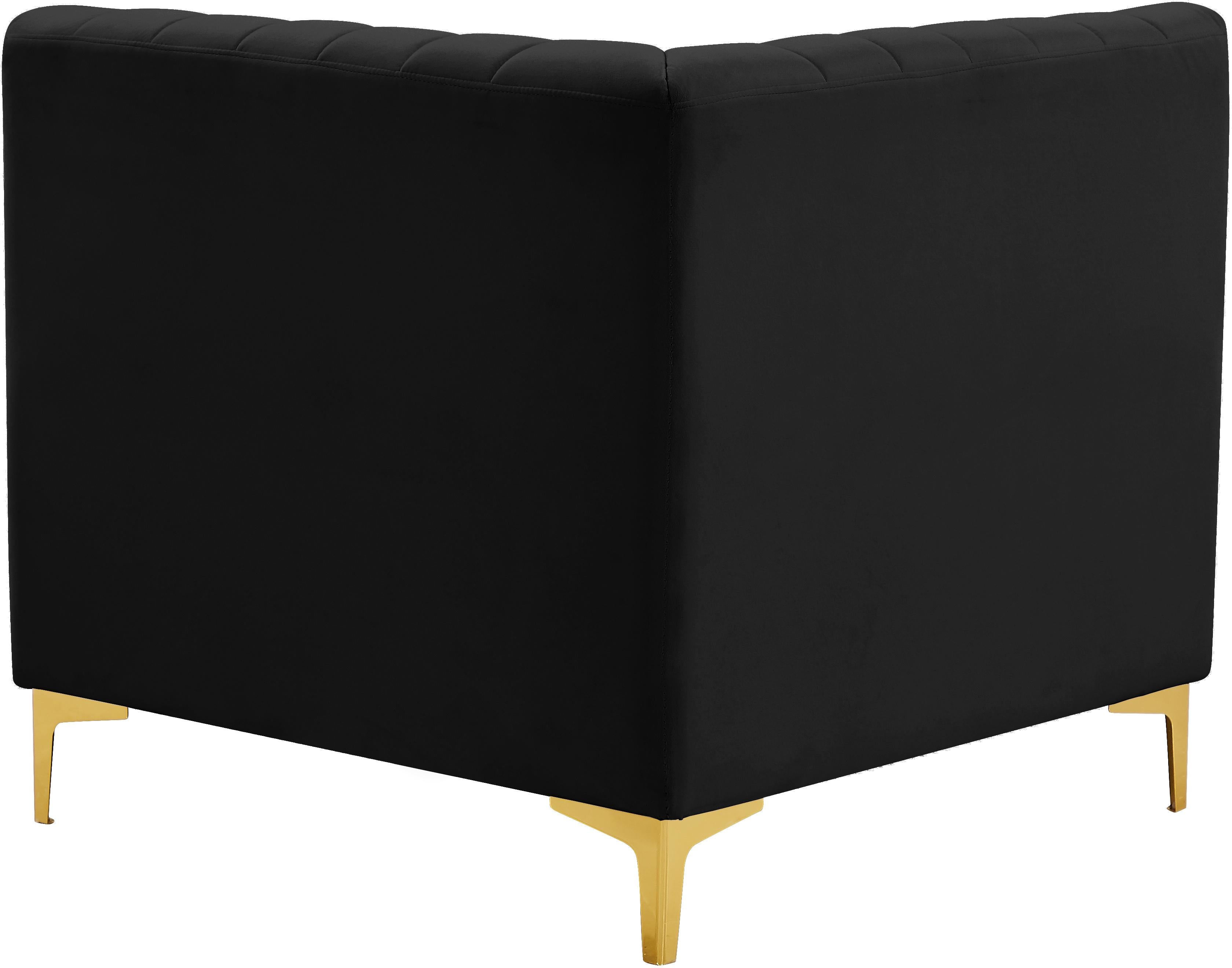 Alina Black Velvet Corner Chair - Luxury Home Furniture (MI)
