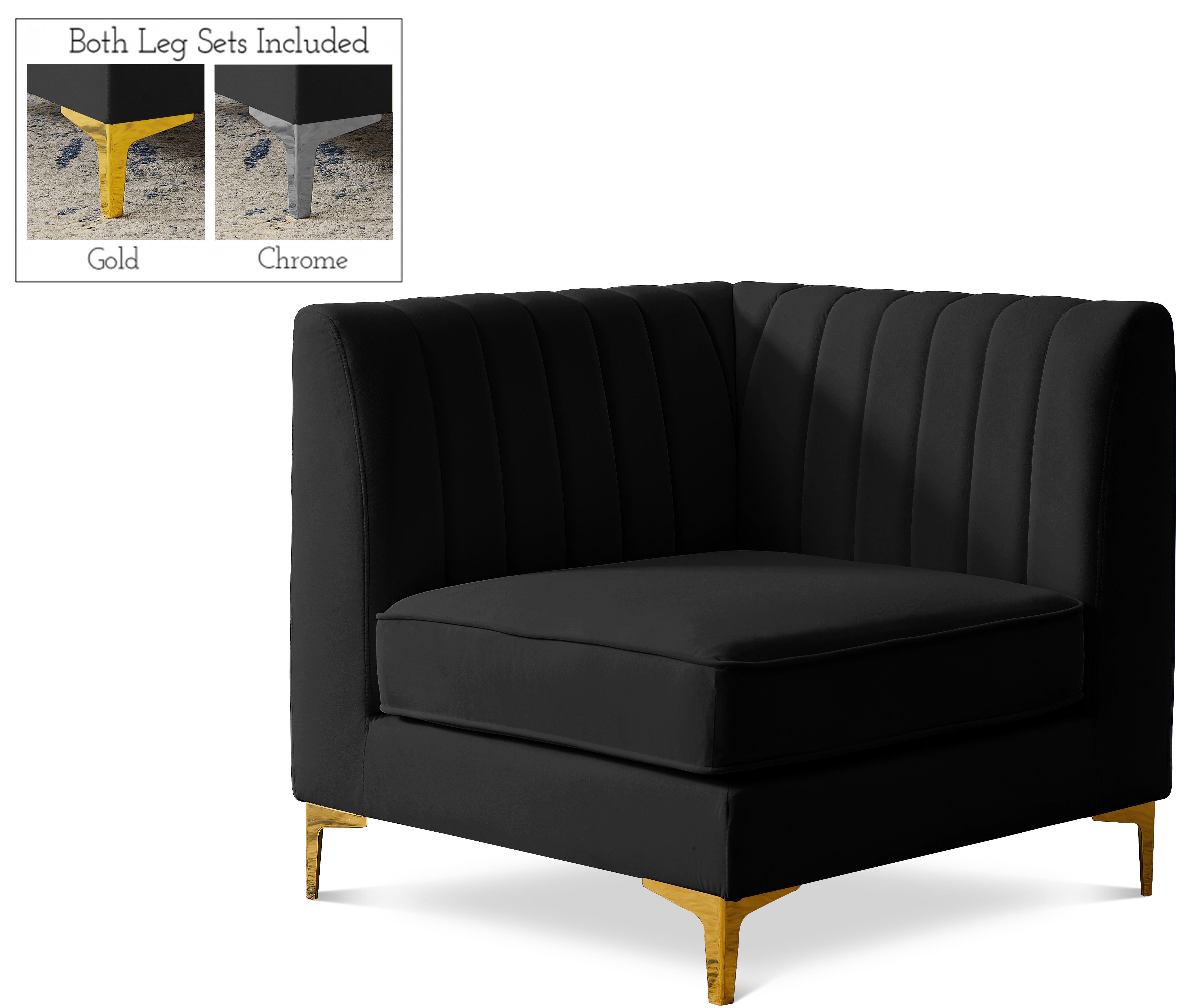 Alina Black Velvet Corner Chair - Luxury Home Furniture (MI)