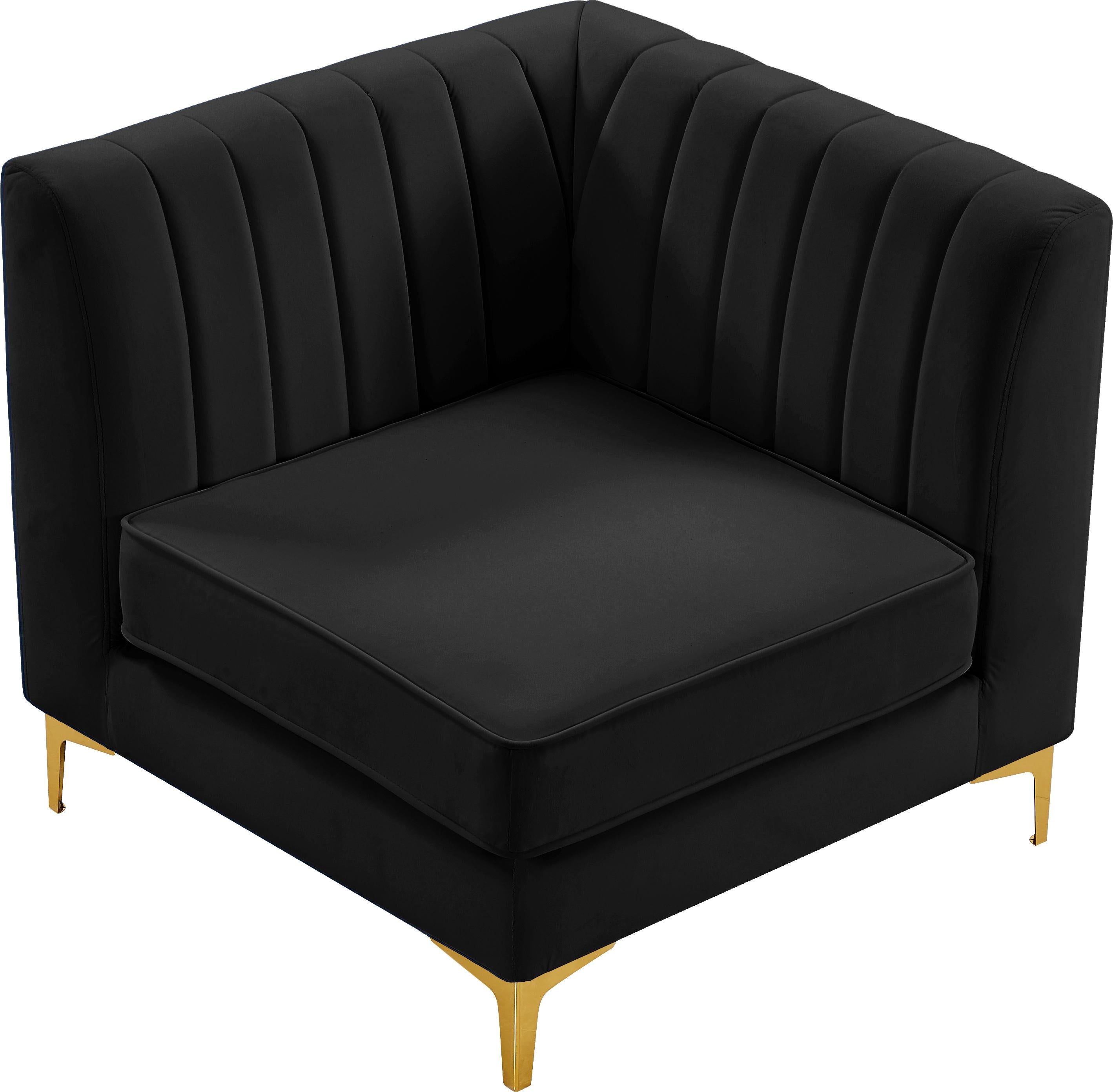 Alina Black Velvet Corner Chair - Luxury Home Furniture (MI)