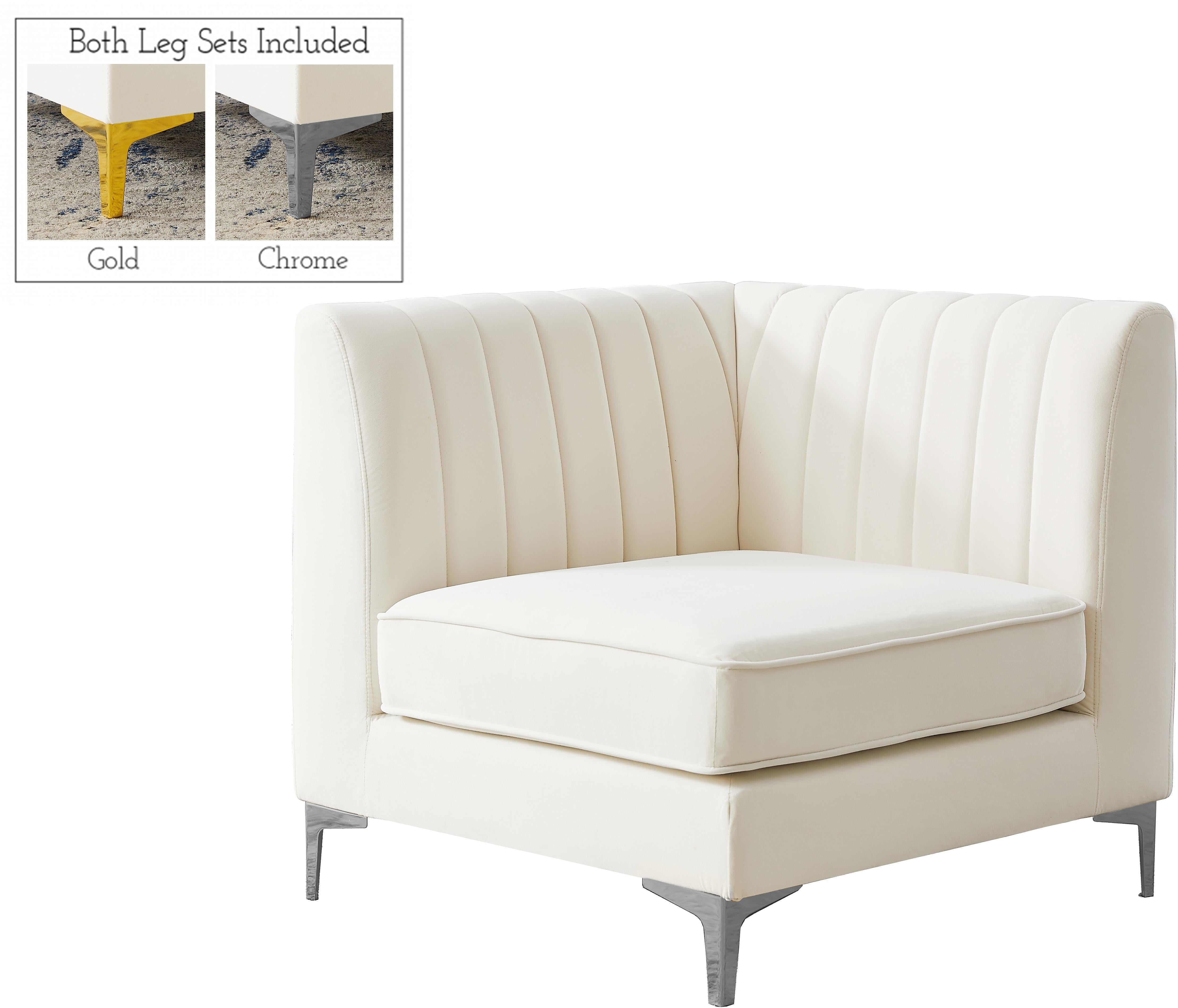 Alina Cream Velvet Corner Chair - Luxury Home Furniture (MI)