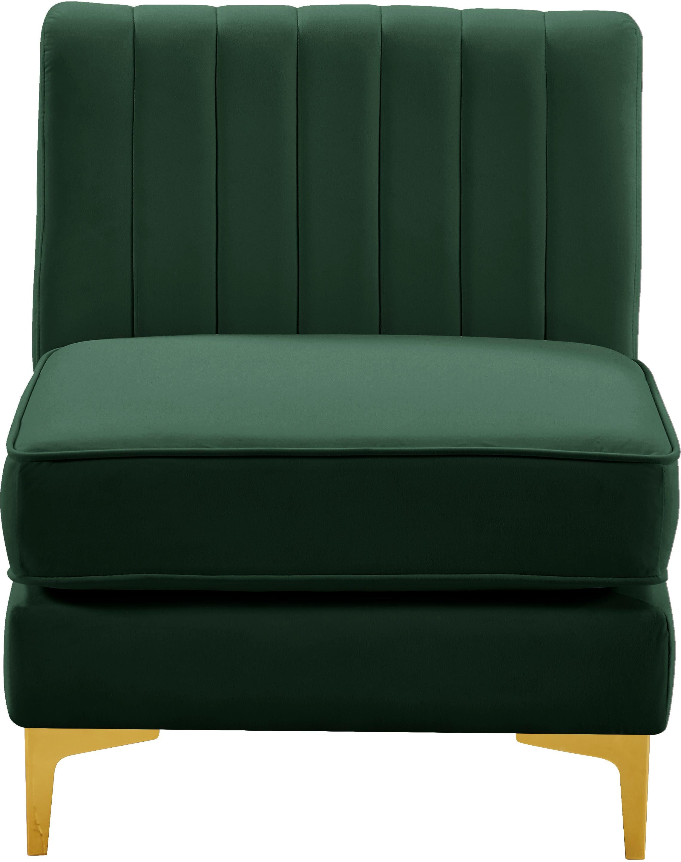 Alina Green Velvet Armless Chair - Luxury Home Furniture (MI)