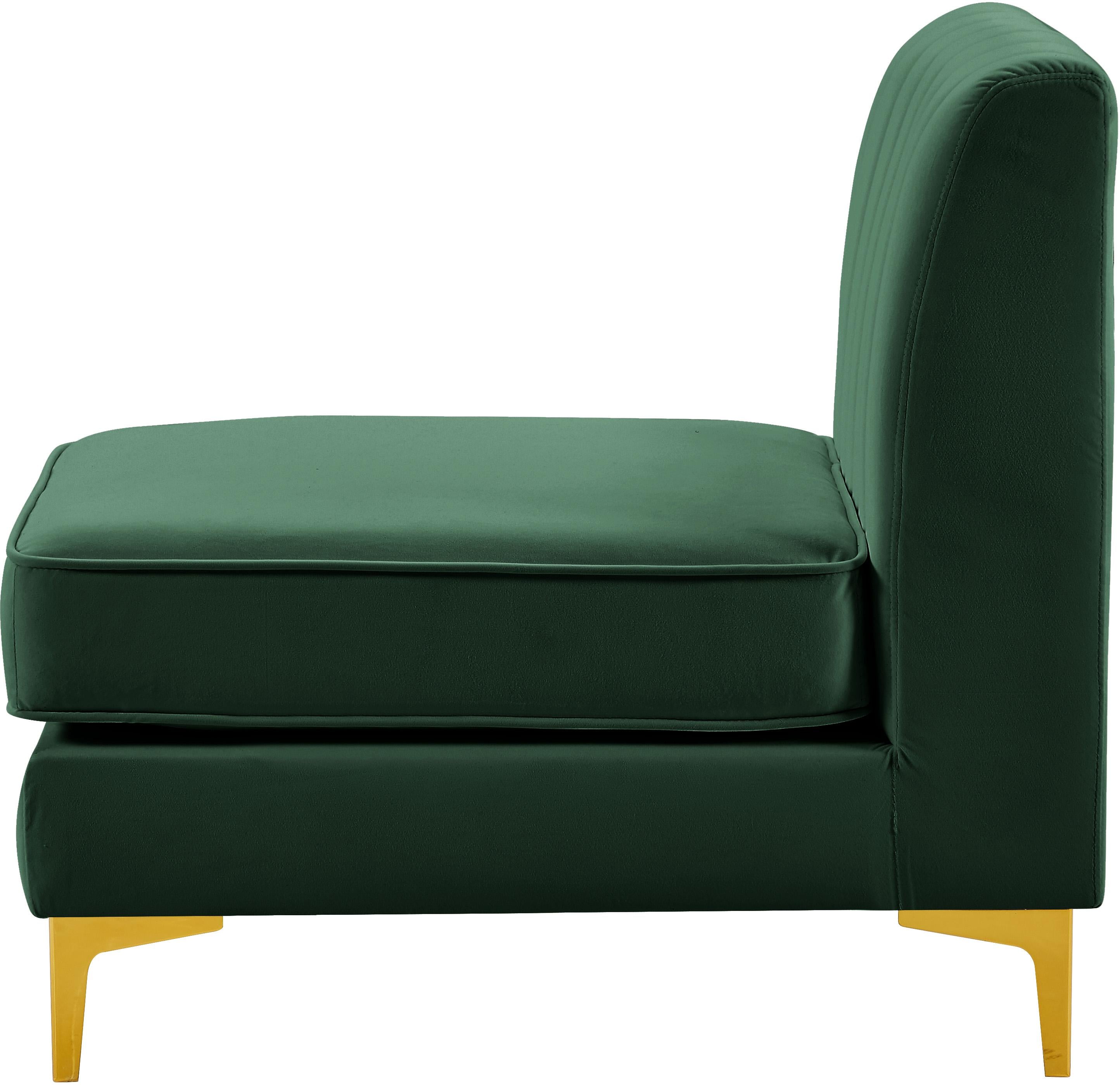Alina Green Velvet Armless Chair - Luxury Home Furniture (MI)