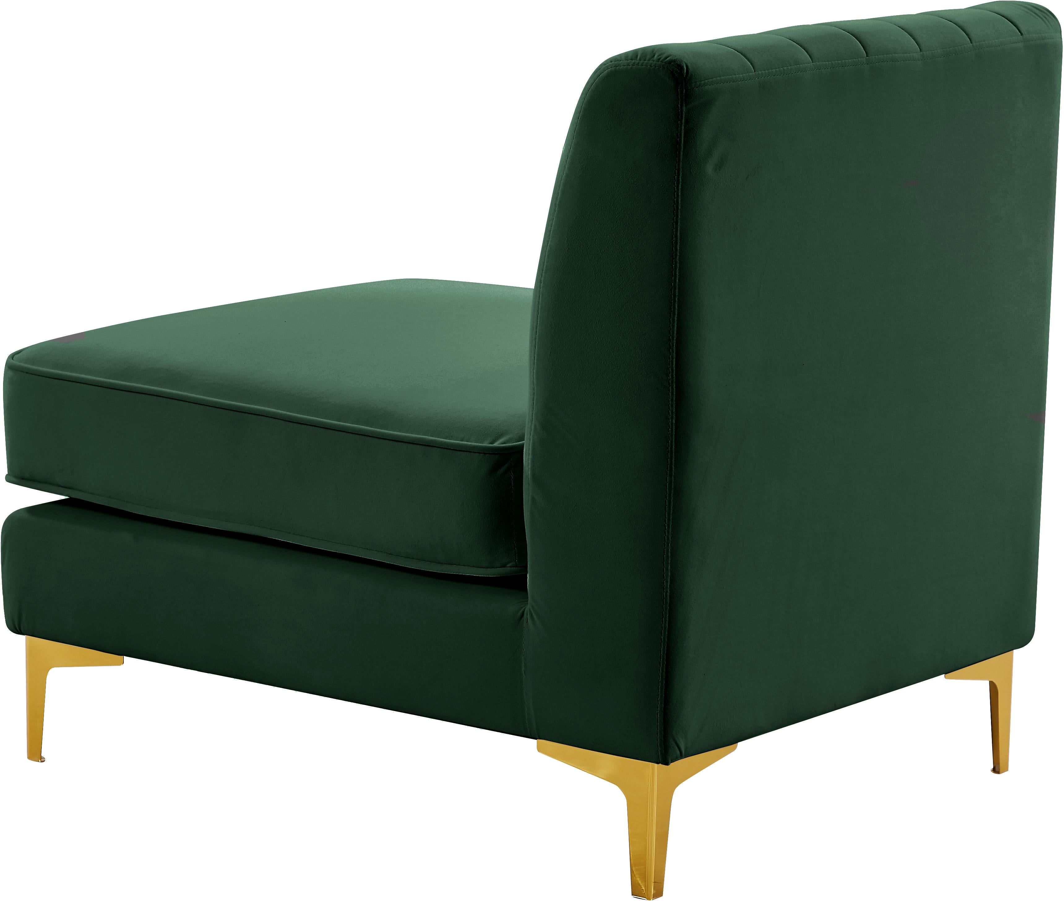 Alina Green Velvet Armless Chair - Luxury Home Furniture (MI)