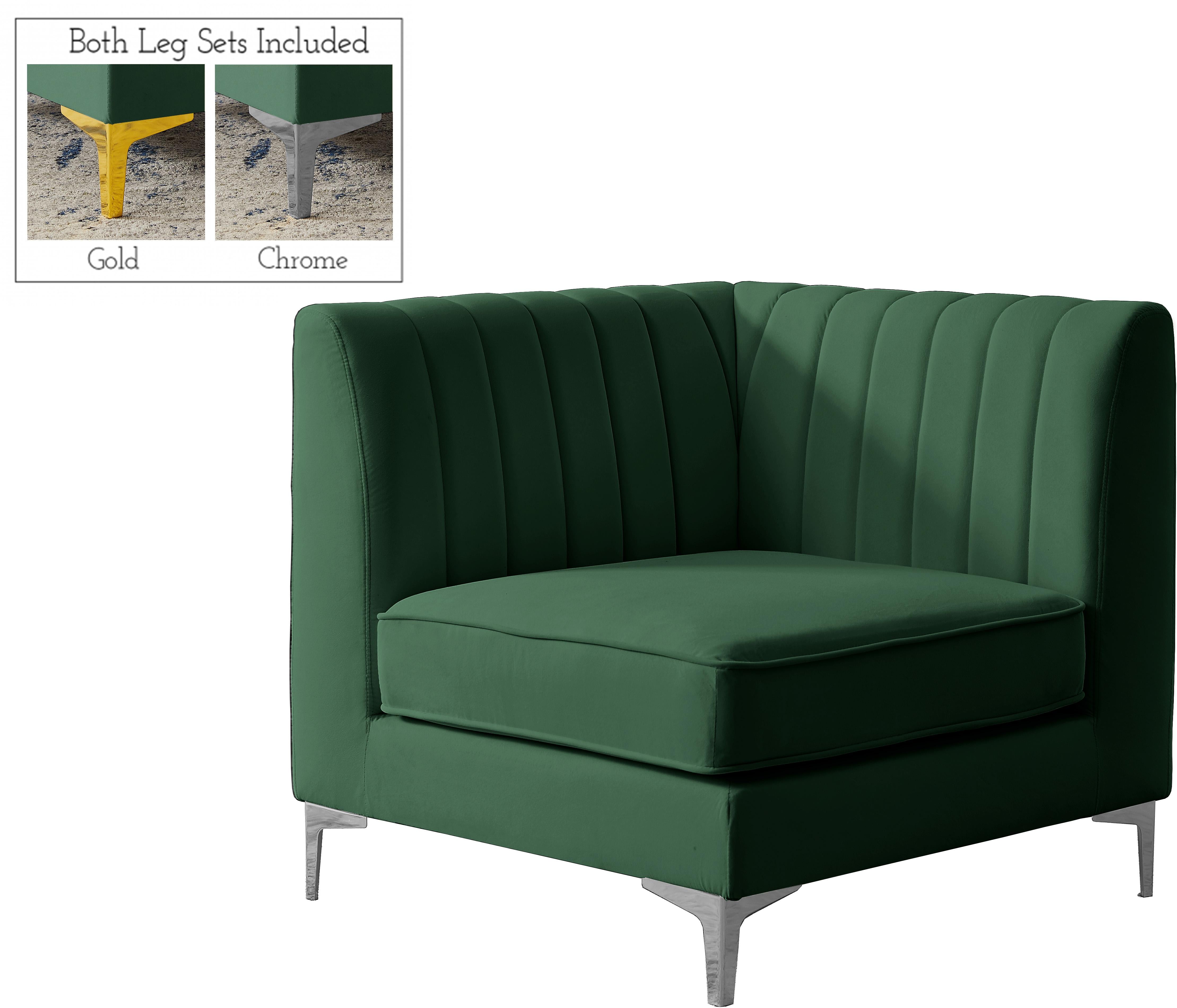Alina Green Velvet Corner Chair - Luxury Home Furniture (MI)