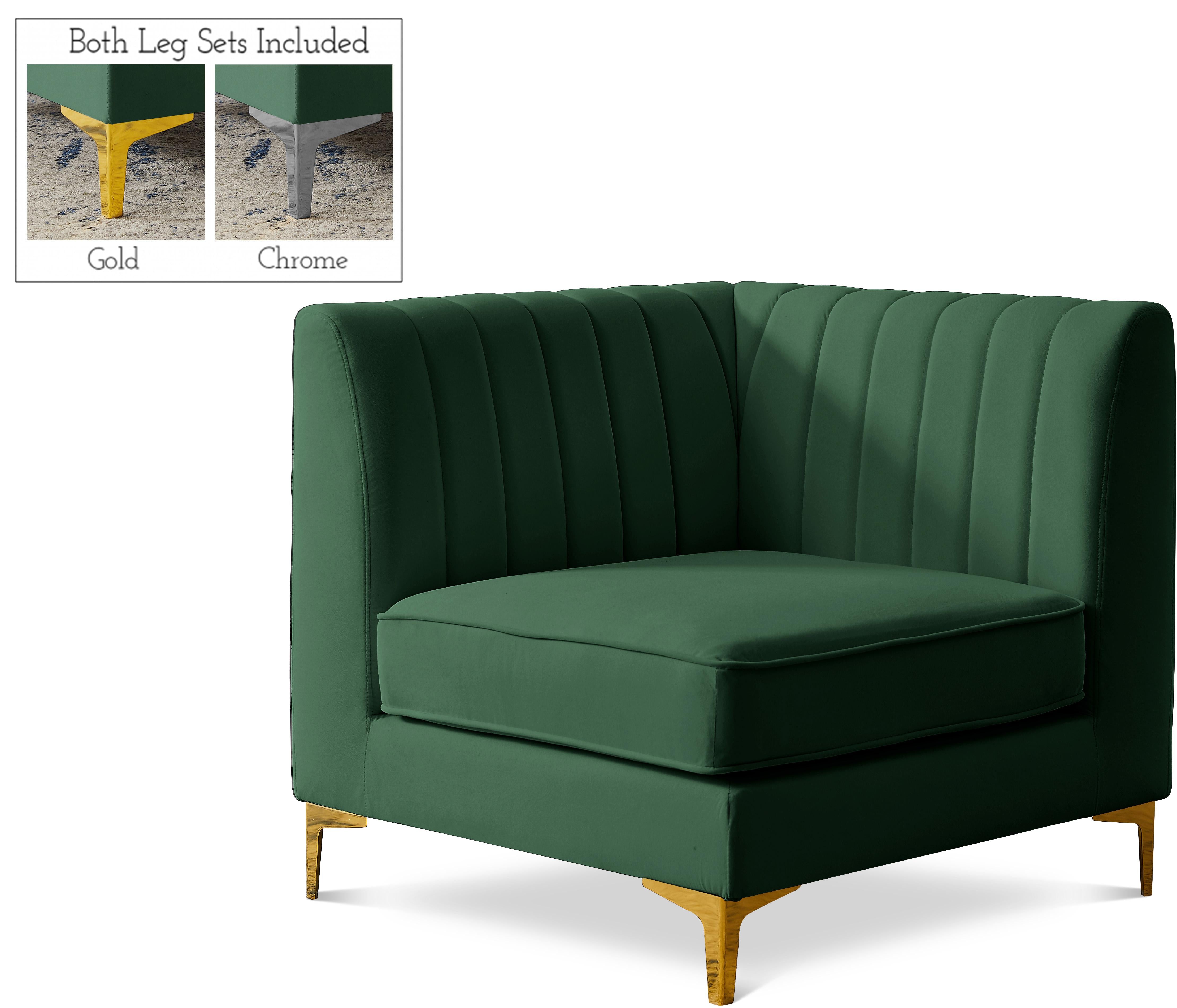 Alina Green Velvet Corner Chair - Luxury Home Furniture (MI)