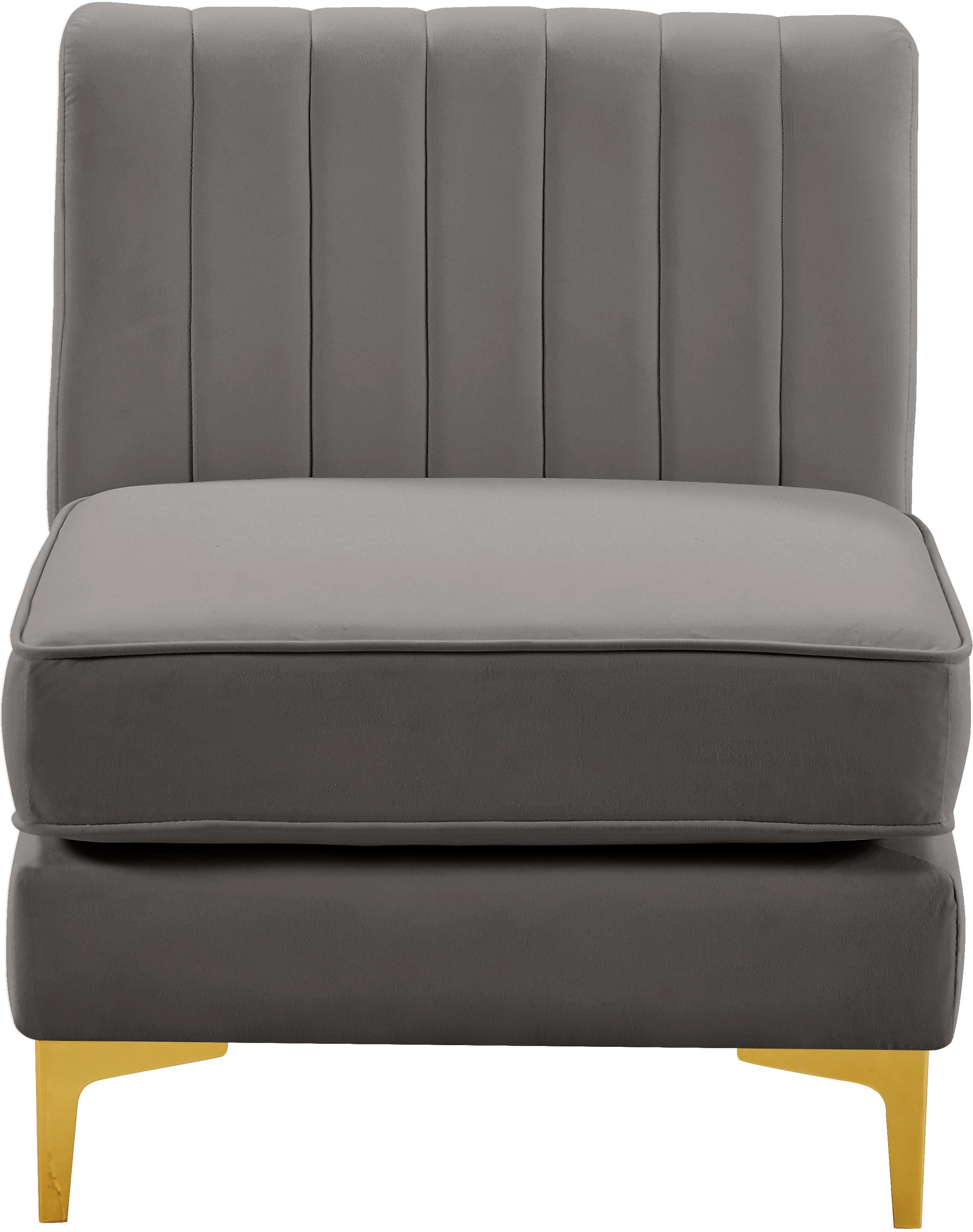 Alina Grey Velvet Armless Chair - Luxury Home Furniture (MI)