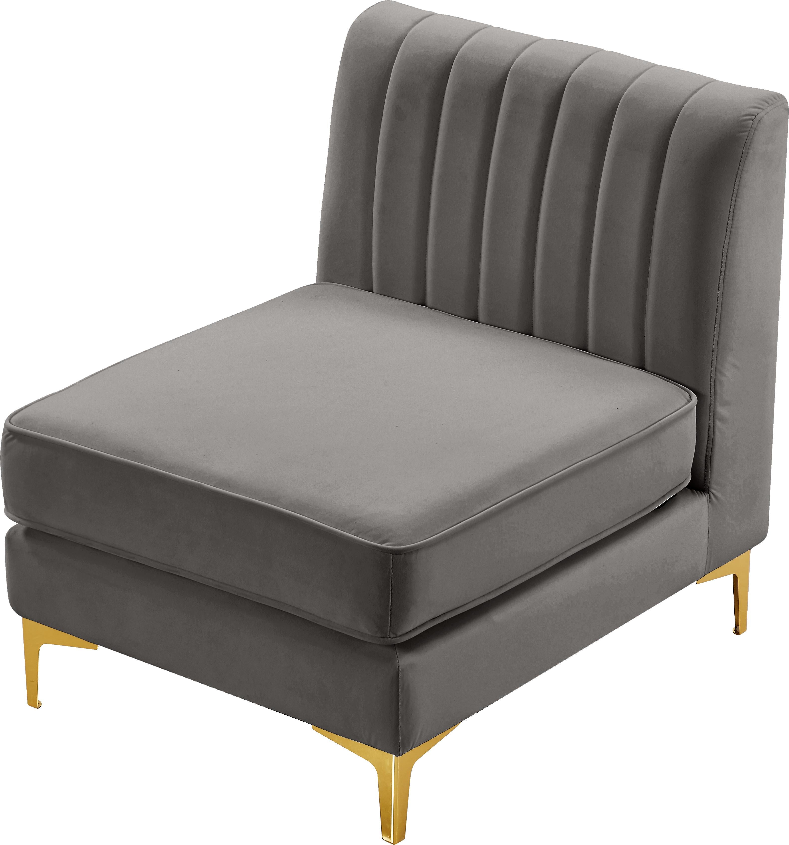 Alina Grey Velvet Armless Chair - Luxury Home Furniture (MI)