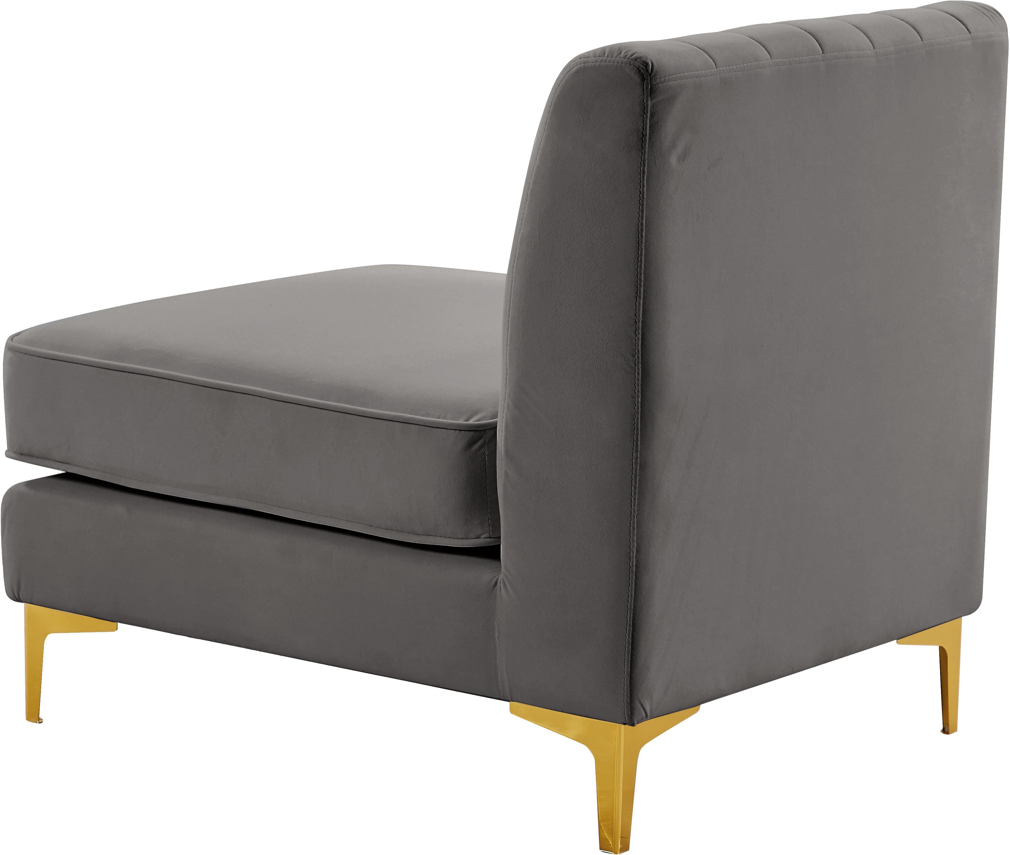 Alina Grey Velvet Armless Chair - Luxury Home Furniture (MI)